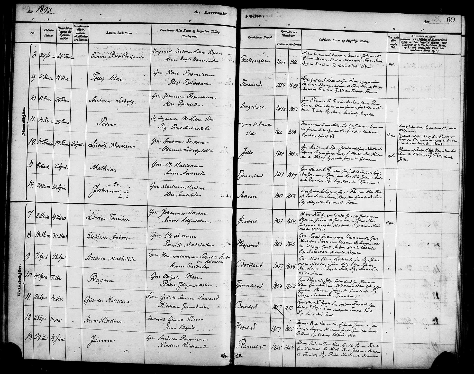 Førde sokneprestembete, AV/SAB-A-79901/H/Haa/Haab/L0001: Parish register (official) no. B 1, 1880-1898, p. 69