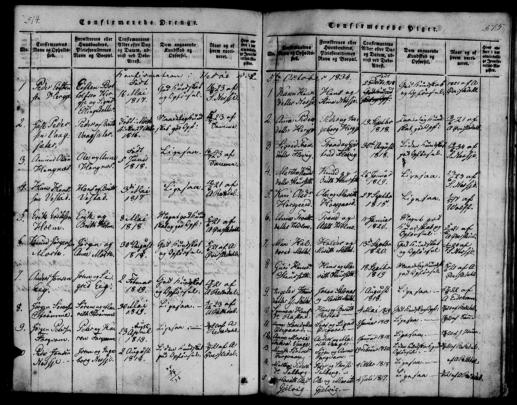 Ministerialprotokoller, klokkerbøker og fødselsregistre - Møre og Romsdal, SAT/A-1454/547/L0602: Parish register (official) no. 547A04, 1818-1845, p. 514-515