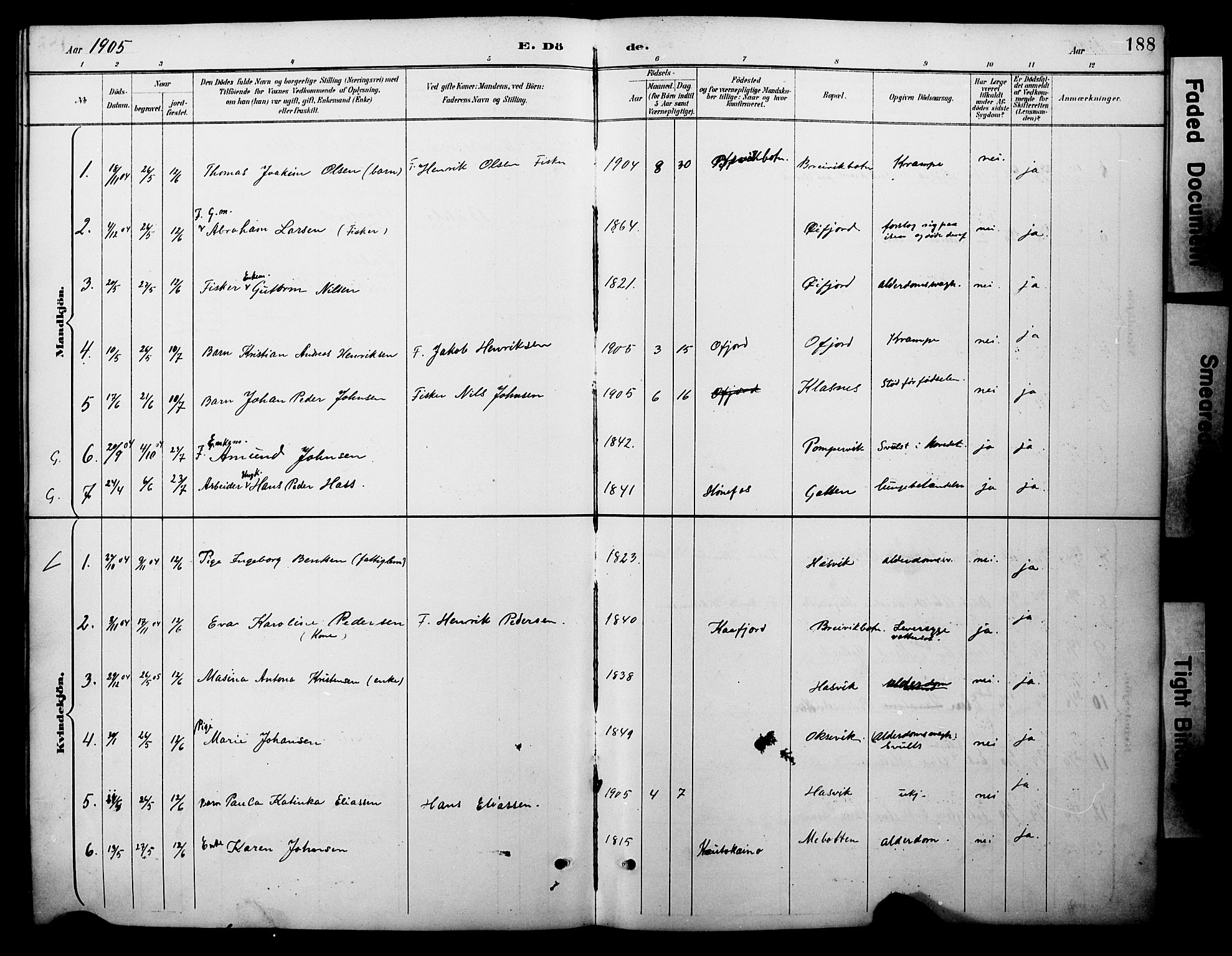Loppa sokneprestkontor, SATØ/S-1339/H/Ha/L0008kirke: Parish register (official) no. 8, 1889-1907, p. 188