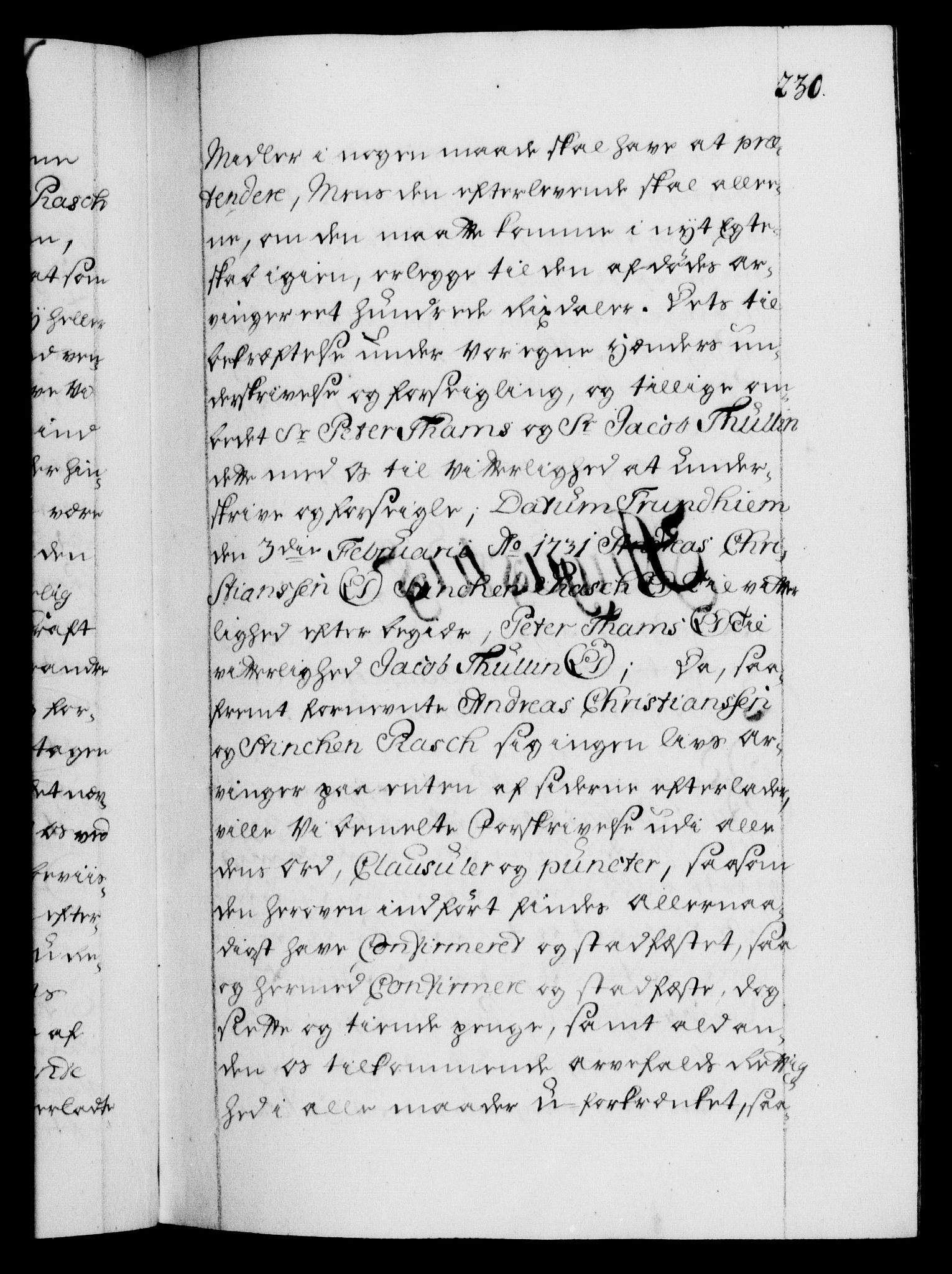 Danske Kanselli 1572-1799, AV/RA-EA-3023/F/Fc/Fca/Fcaa/L0027: Norske registre, 1730-1732, p. 230a