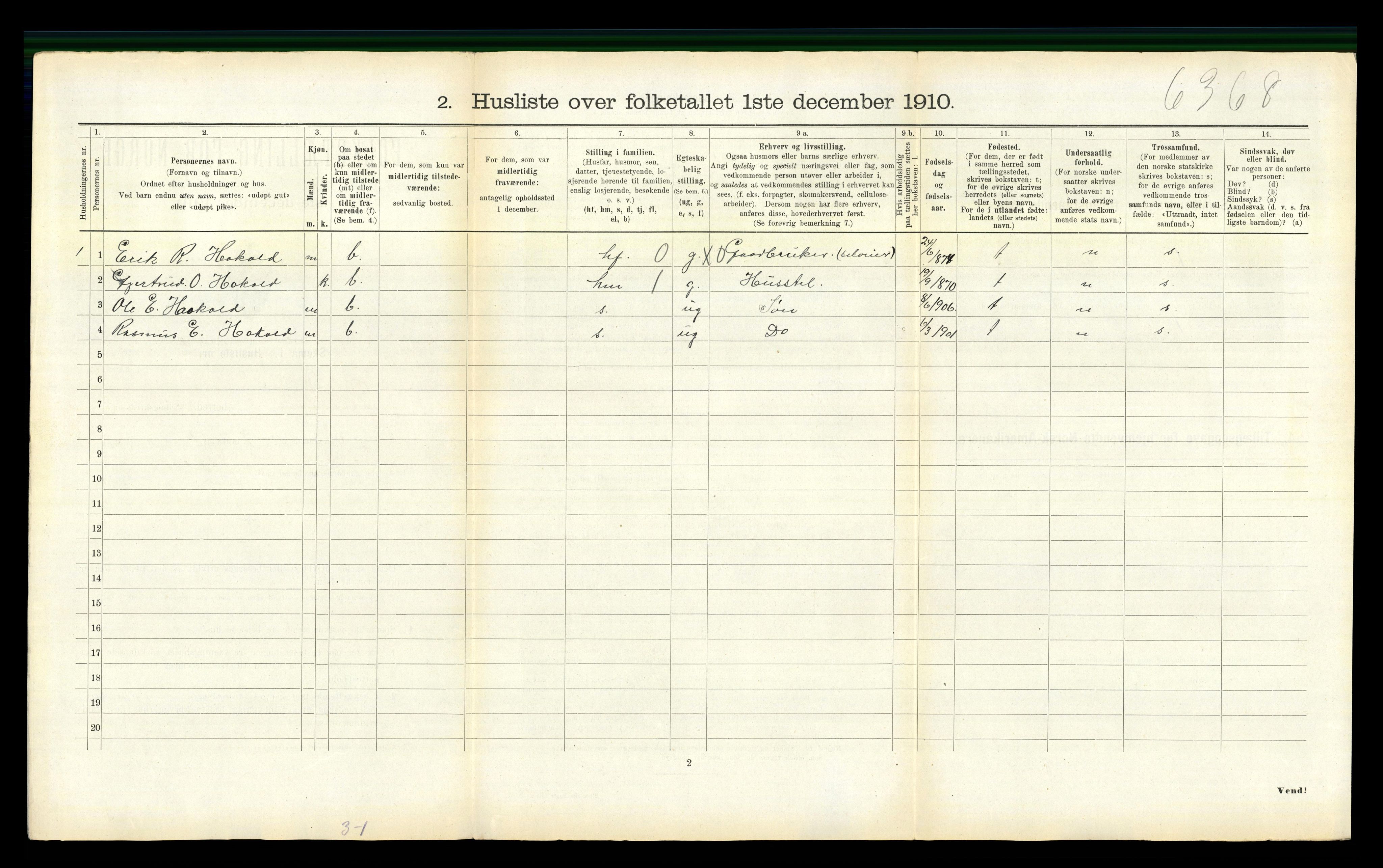 RA, 1910 census for Meldal, 1910, p. 1242