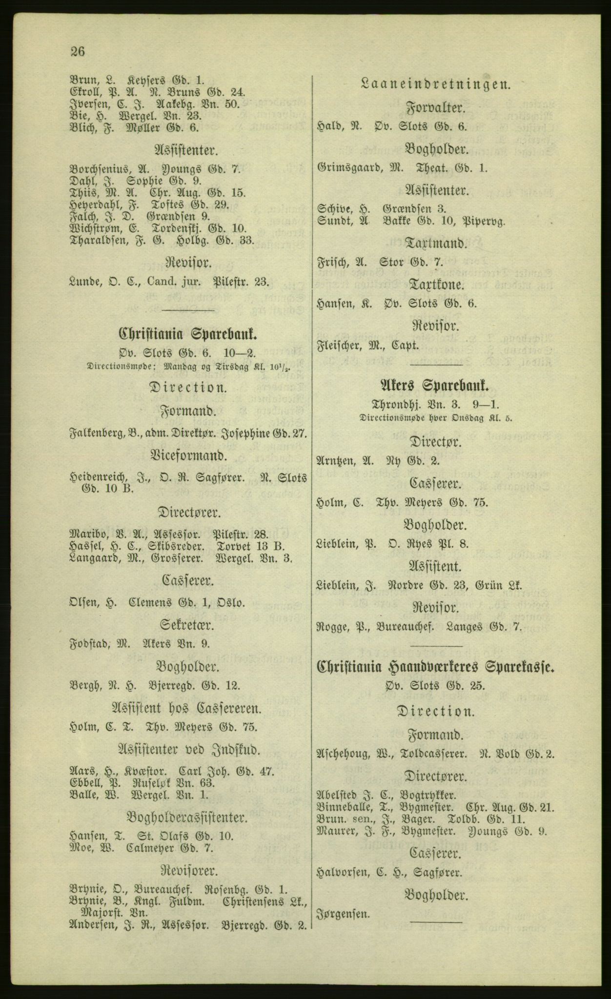 Kristiania/Oslo adressebok, PUBL/-, 1881, p. 26