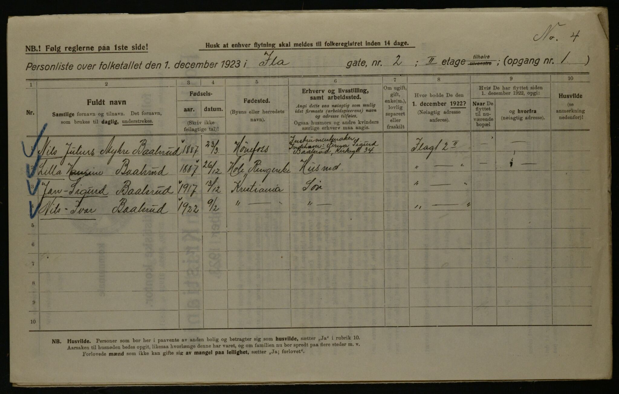 OBA, Municipal Census 1923 for Kristiania, 1923, p. 48344