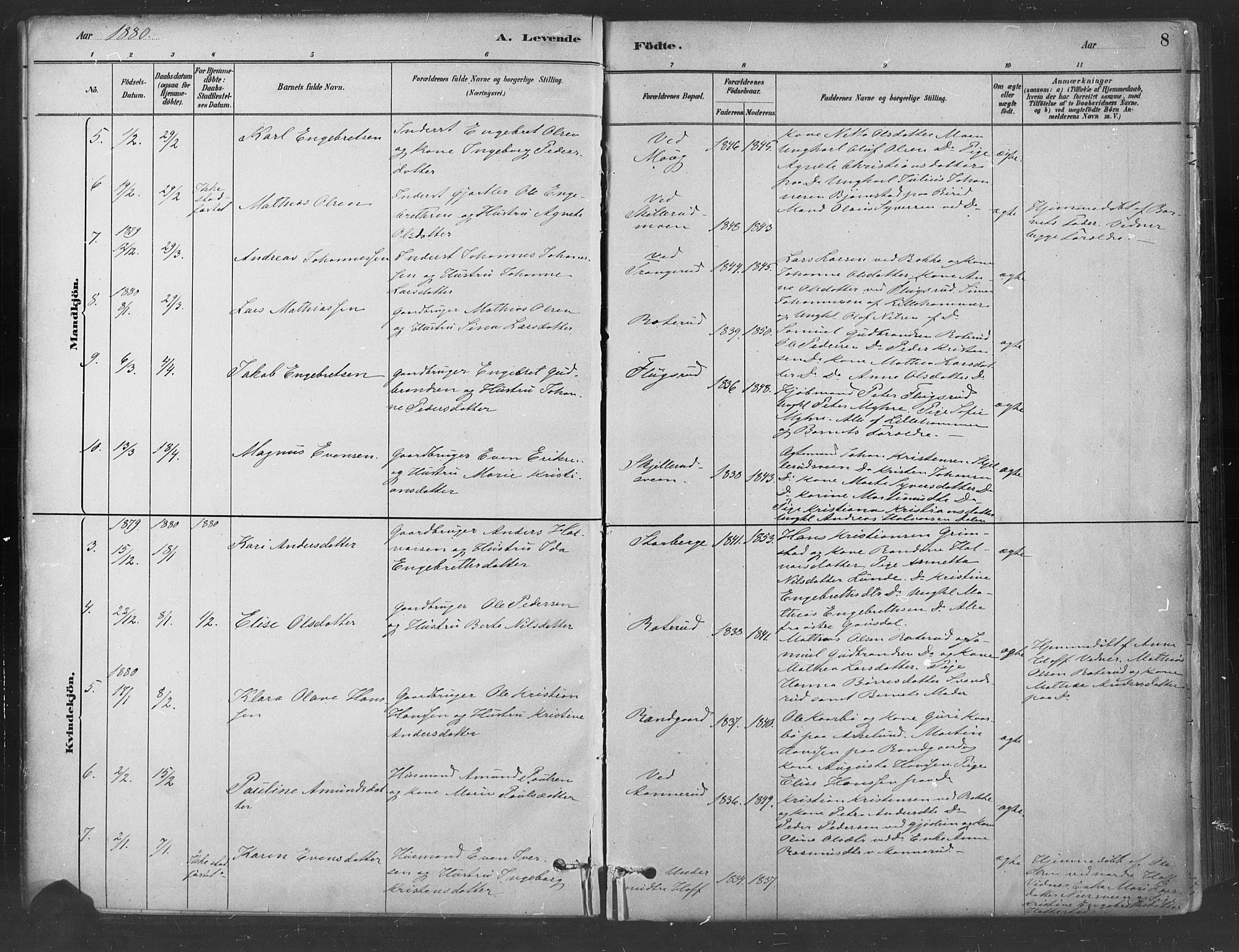 Fåberg prestekontor, SAH/PREST-086/H/Ha/Haa/L0009: Parish register (official) no. 9, 1879-1898, p. 8