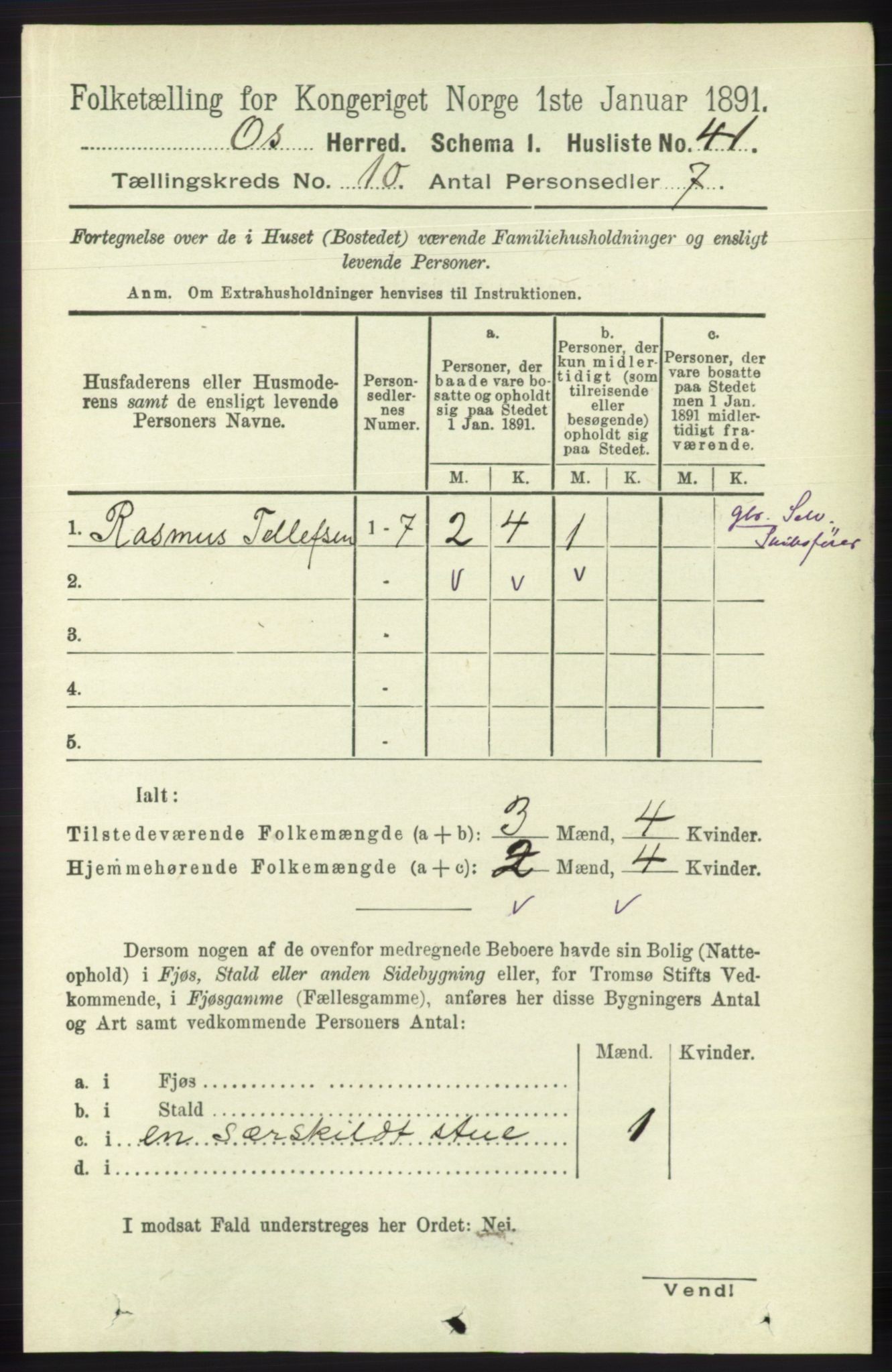 RA, 1891 census for 1243 Os, 1891, p. 2255