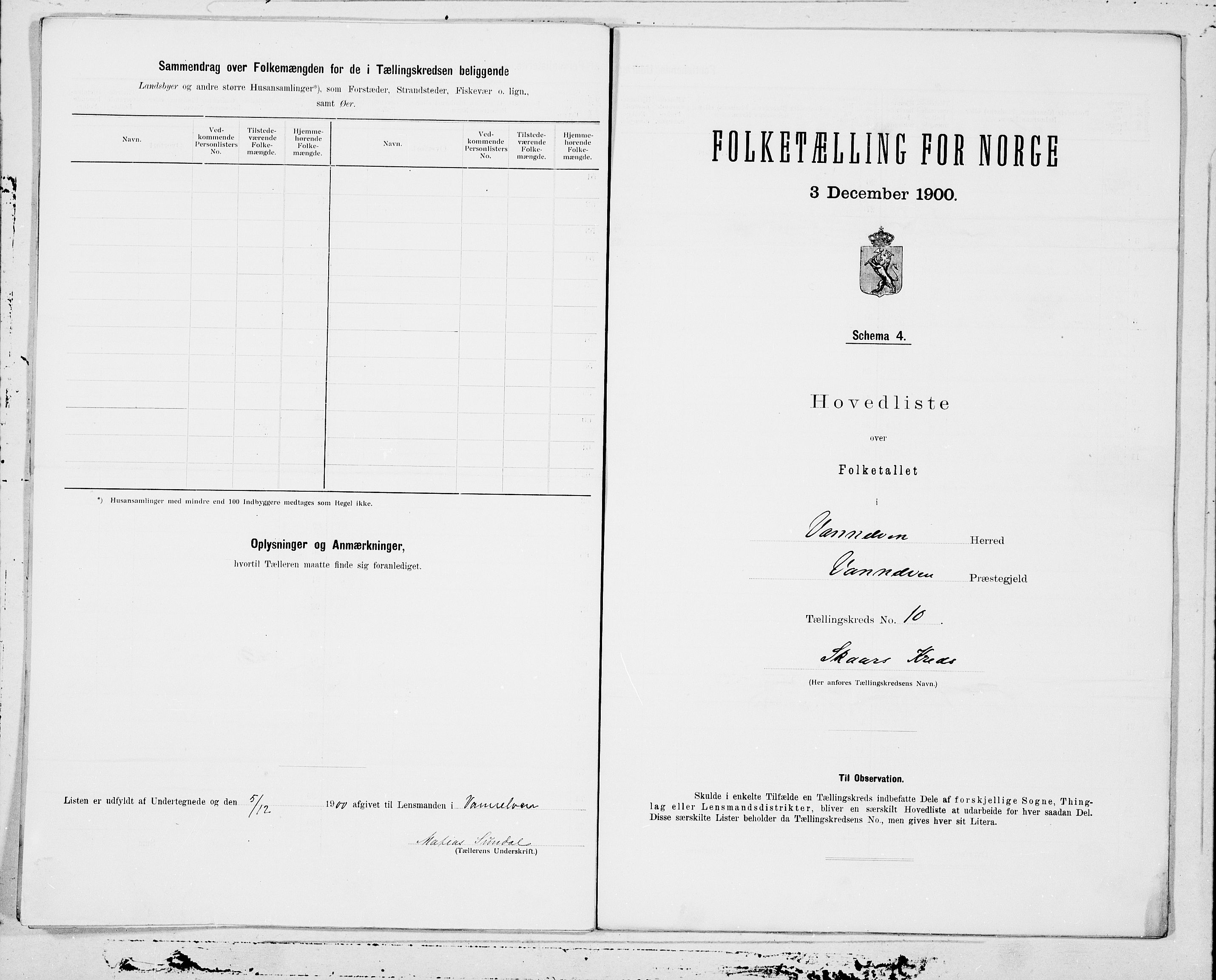 SAT, 1900 census for Vanylven, 1900, p. 20