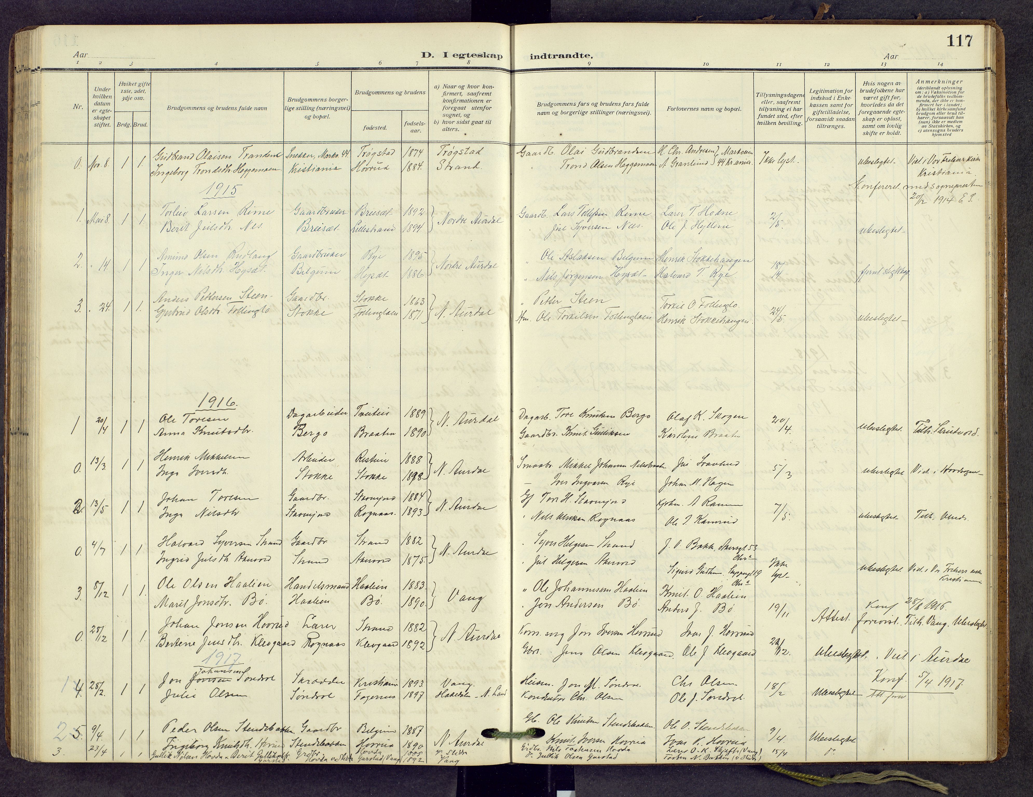Nord-Aurdal prestekontor, SAH/PREST-132/H/Ha/Hab/L0013: Parish register (copy) no. 13, 1911-1948, p. 117