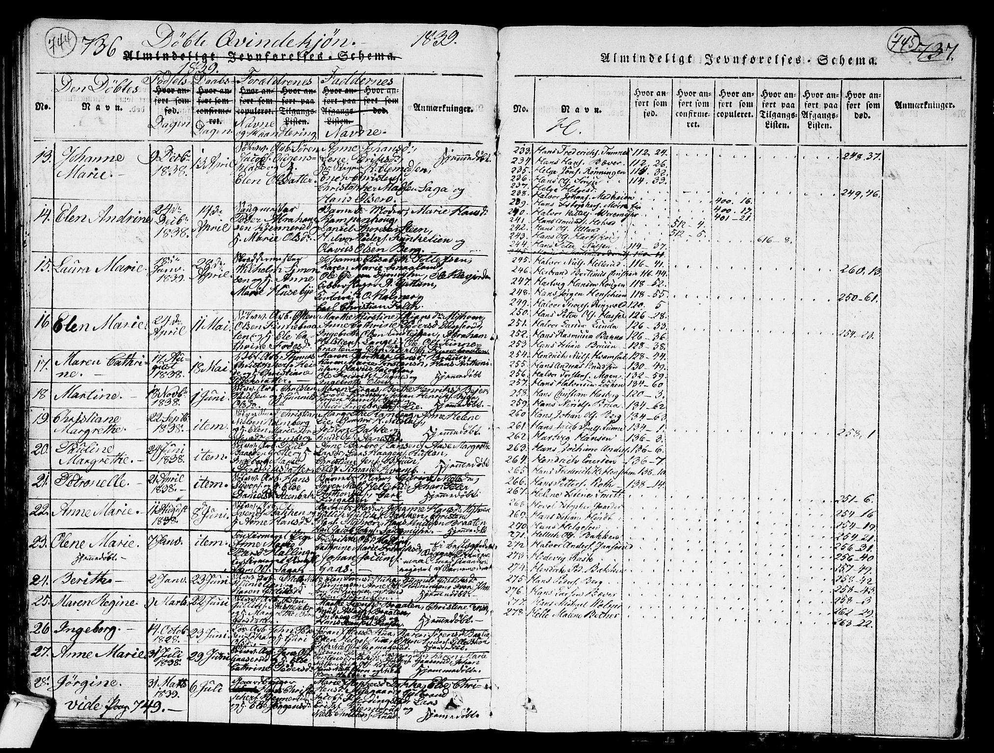 Kongsberg kirkebøker, AV/SAKO-A-22/G/Ga/L0001: Parish register (copy) no. 1, 1816-1839, p. 744-745