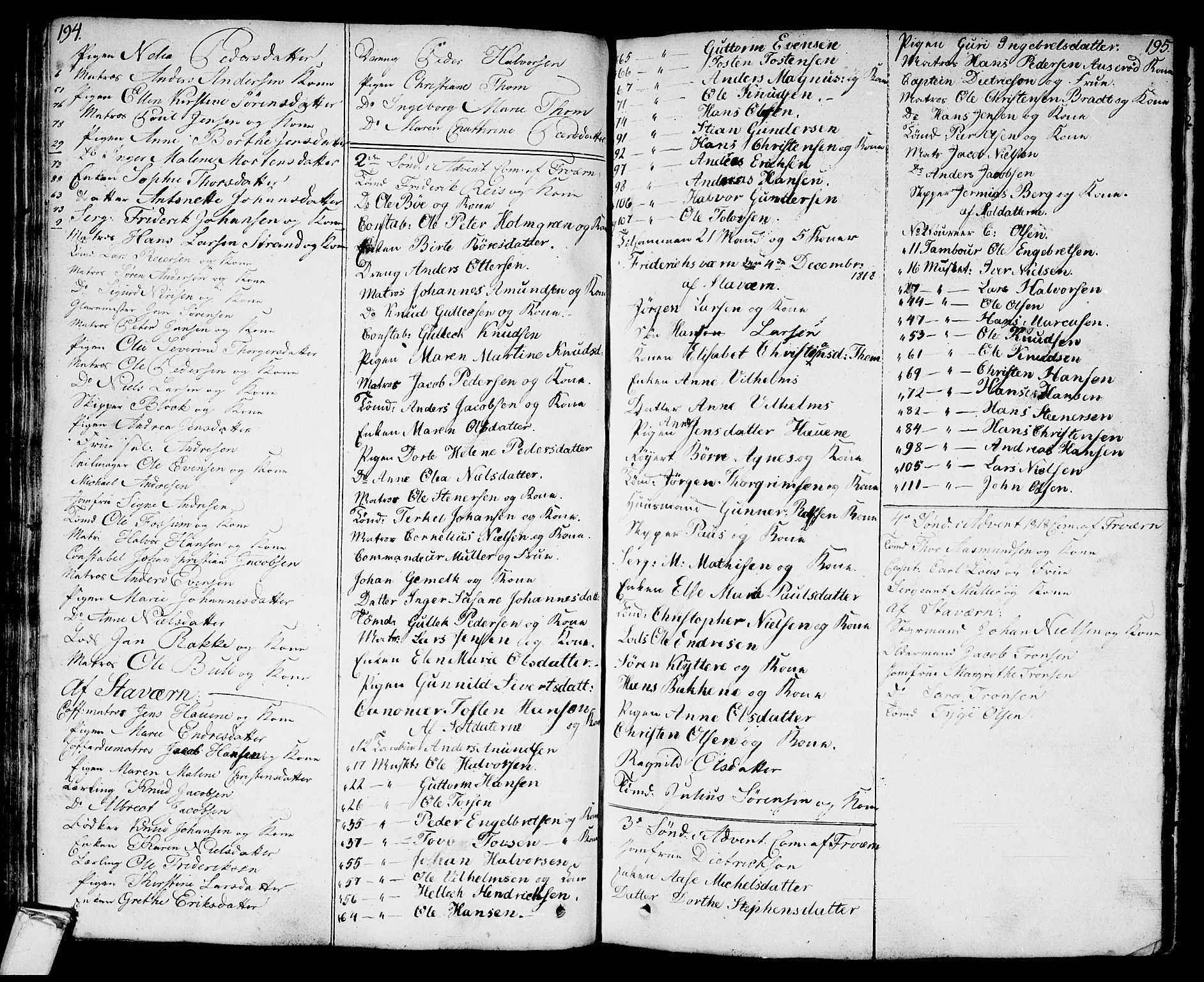 Stavern kirkebøker, AV/SAKO-A-318/F/Fa/L0004: Parish register (official) no. 4, 1809-1816, p. 194-195