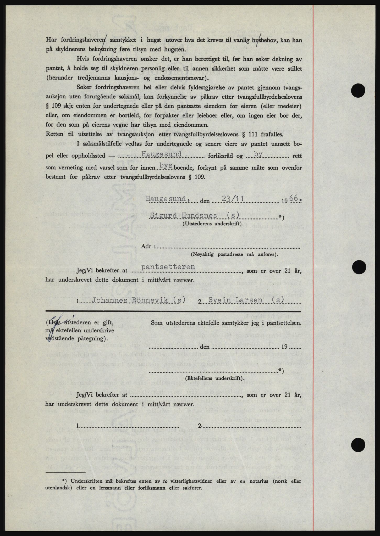 Haugesund tingrett, SAST/A-101415/01/II/IIC/L0056: Mortgage book no. B 56, 1966-1967, Diary no: : 2558/1966