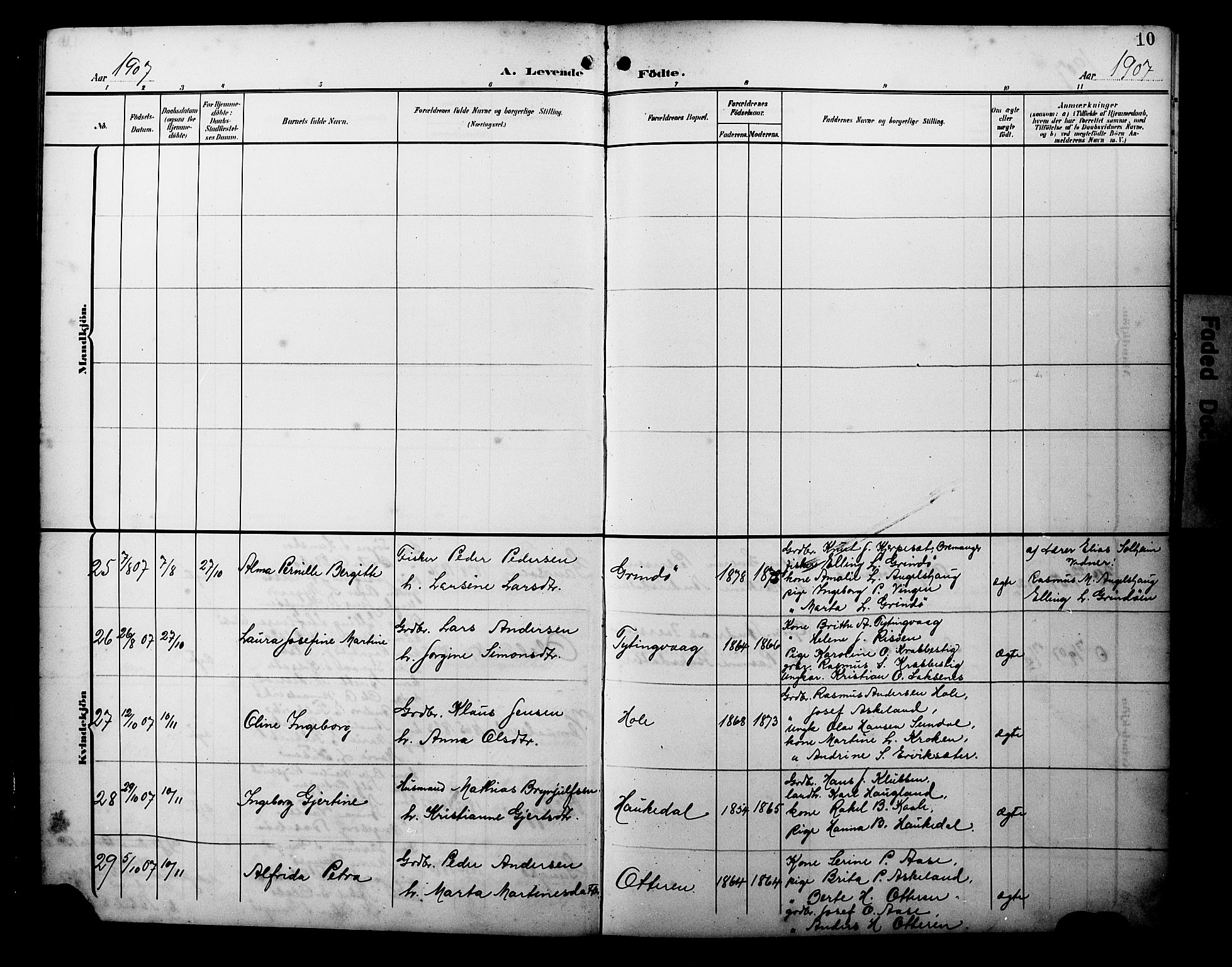 Davik sokneprestembete, AV/SAB-A-79701/H/Hab/Habc/L0003: Parish register (copy) no. C 3, 1907-1929, p. 10