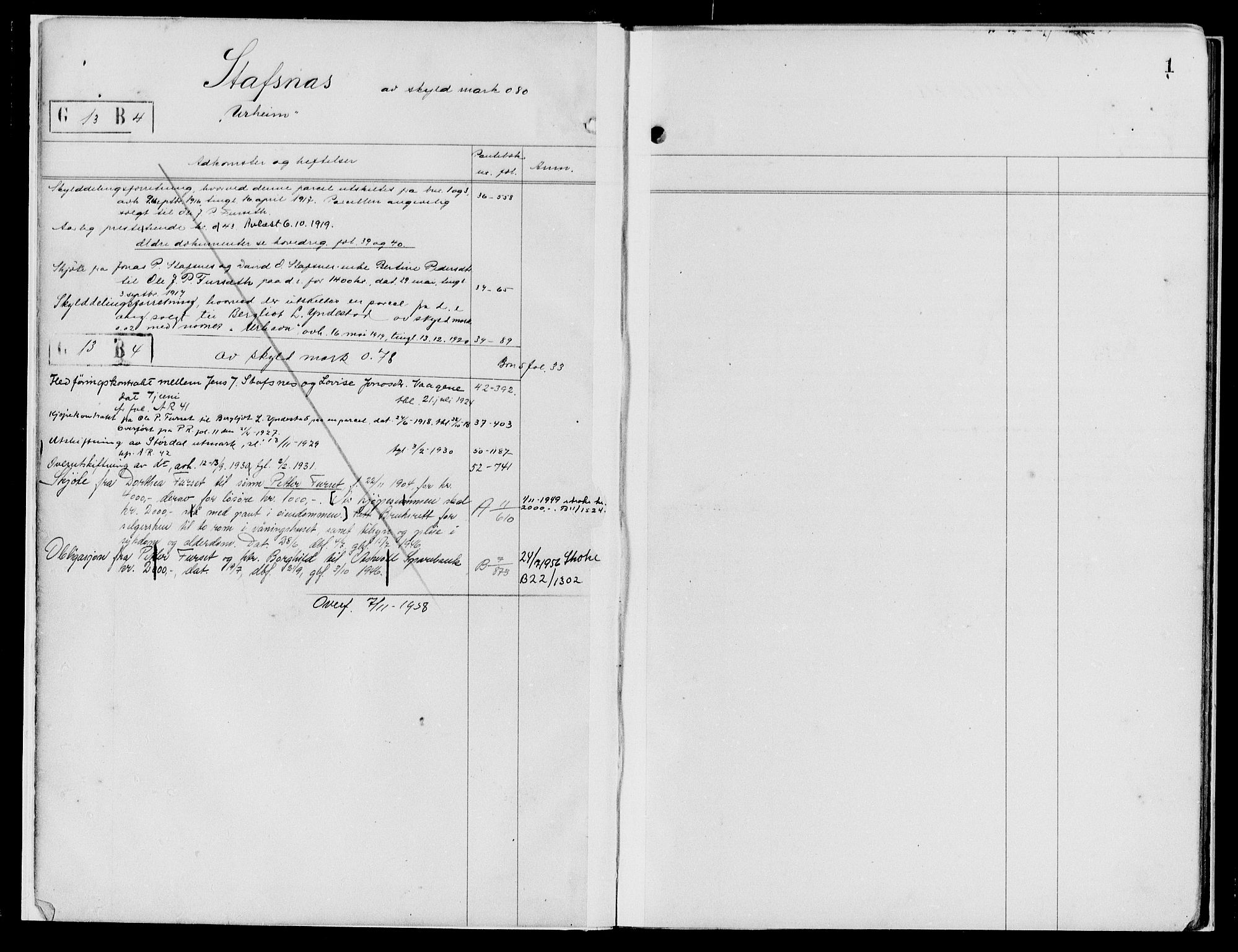 Sunnfjord tingrett, SAB/A-3201/1/G/Ga/Gaa/L0006: Mortgage register no. II.A.a.6, 1914-1958, p. 1