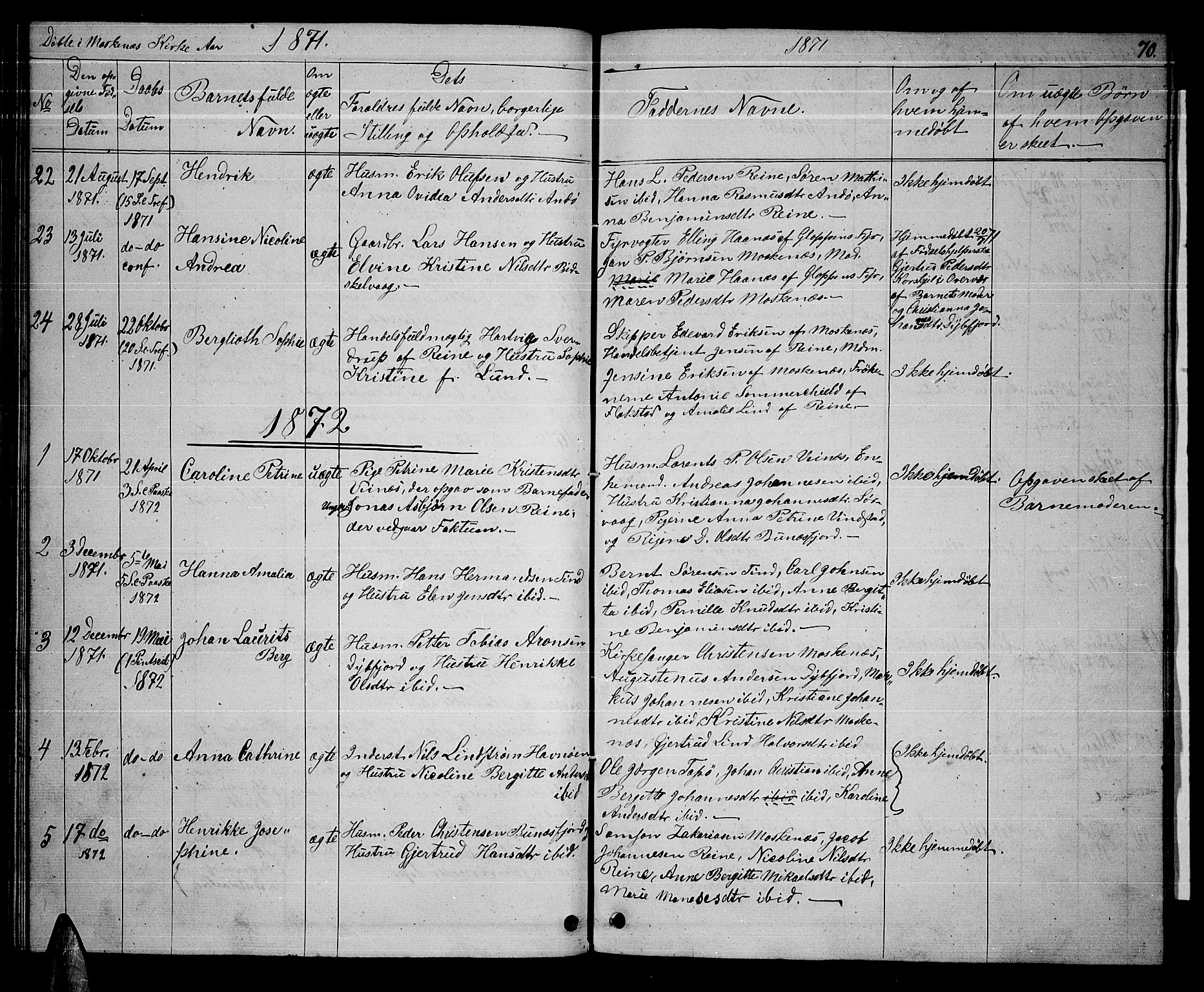 Ministerialprotokoller, klokkerbøker og fødselsregistre - Nordland, SAT/A-1459/886/L1224: Parish register (copy) no. 886C01, 1843-1873, p. 70