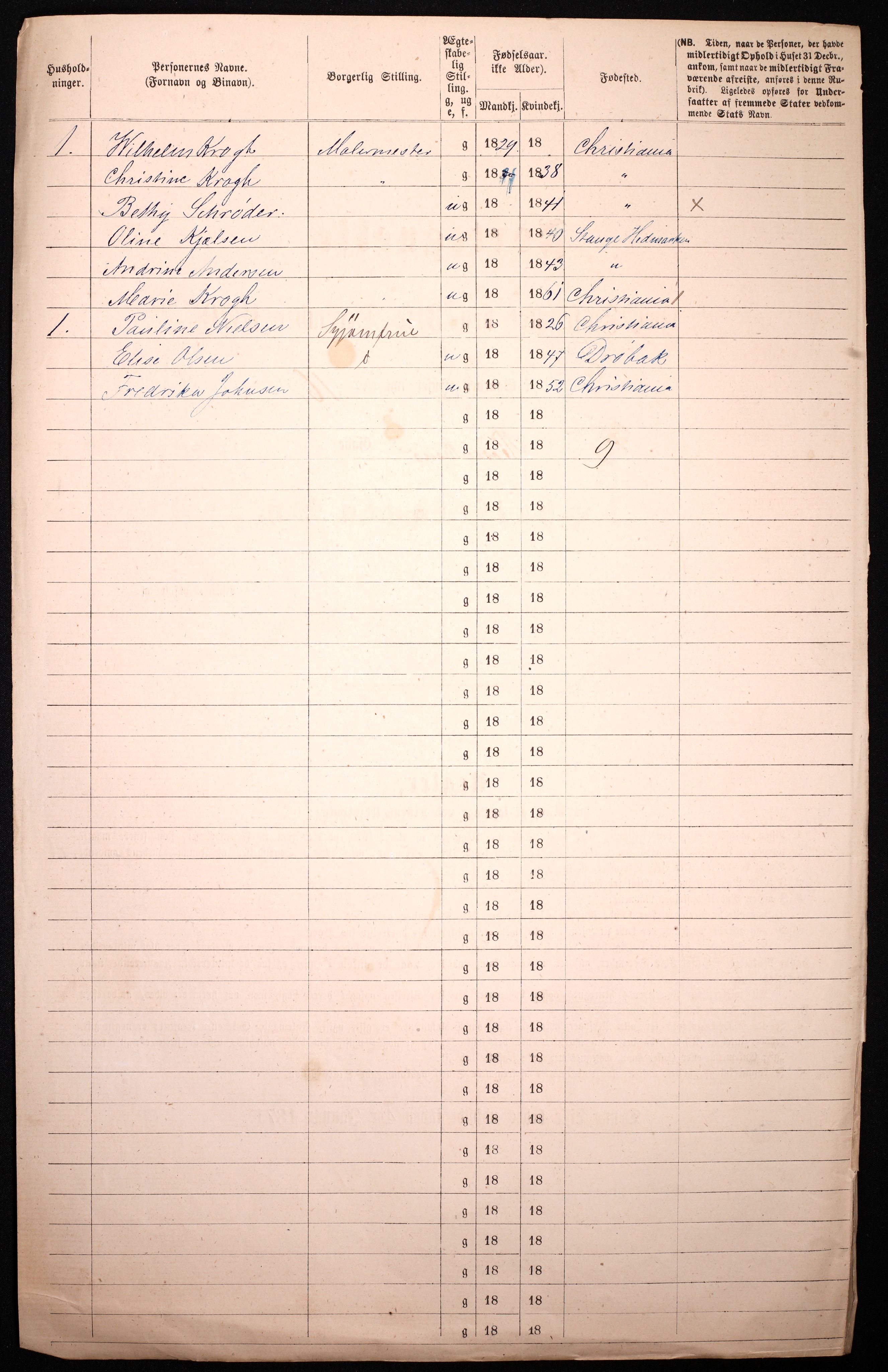 RA, 1870 census for 0301 Kristiania, 1870, p. 2908