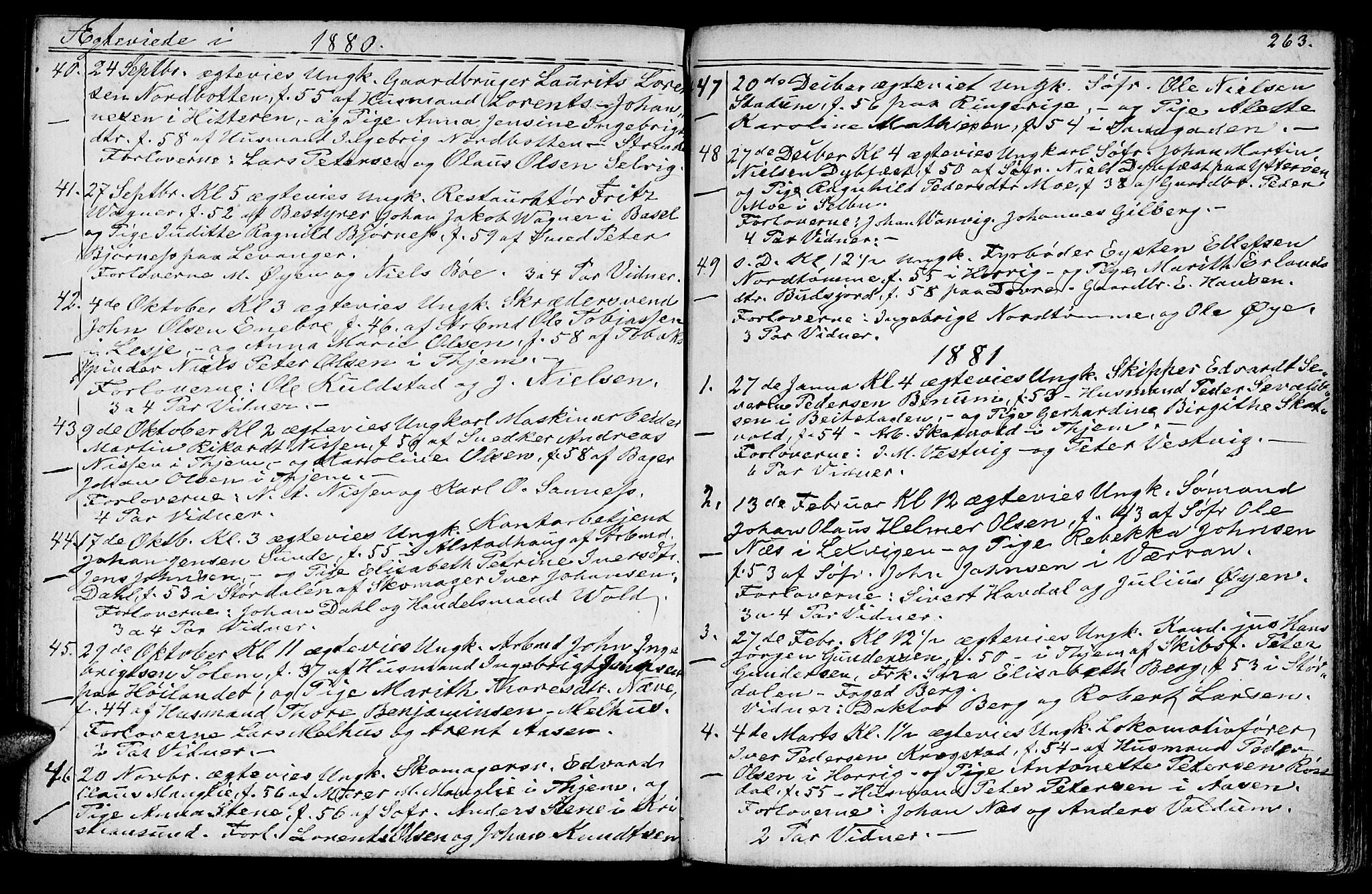 Ministerialprotokoller, klokkerbøker og fødselsregistre - Sør-Trøndelag, SAT/A-1456/602/L0142: Parish register (copy) no. 602C10, 1872-1894, p. 263