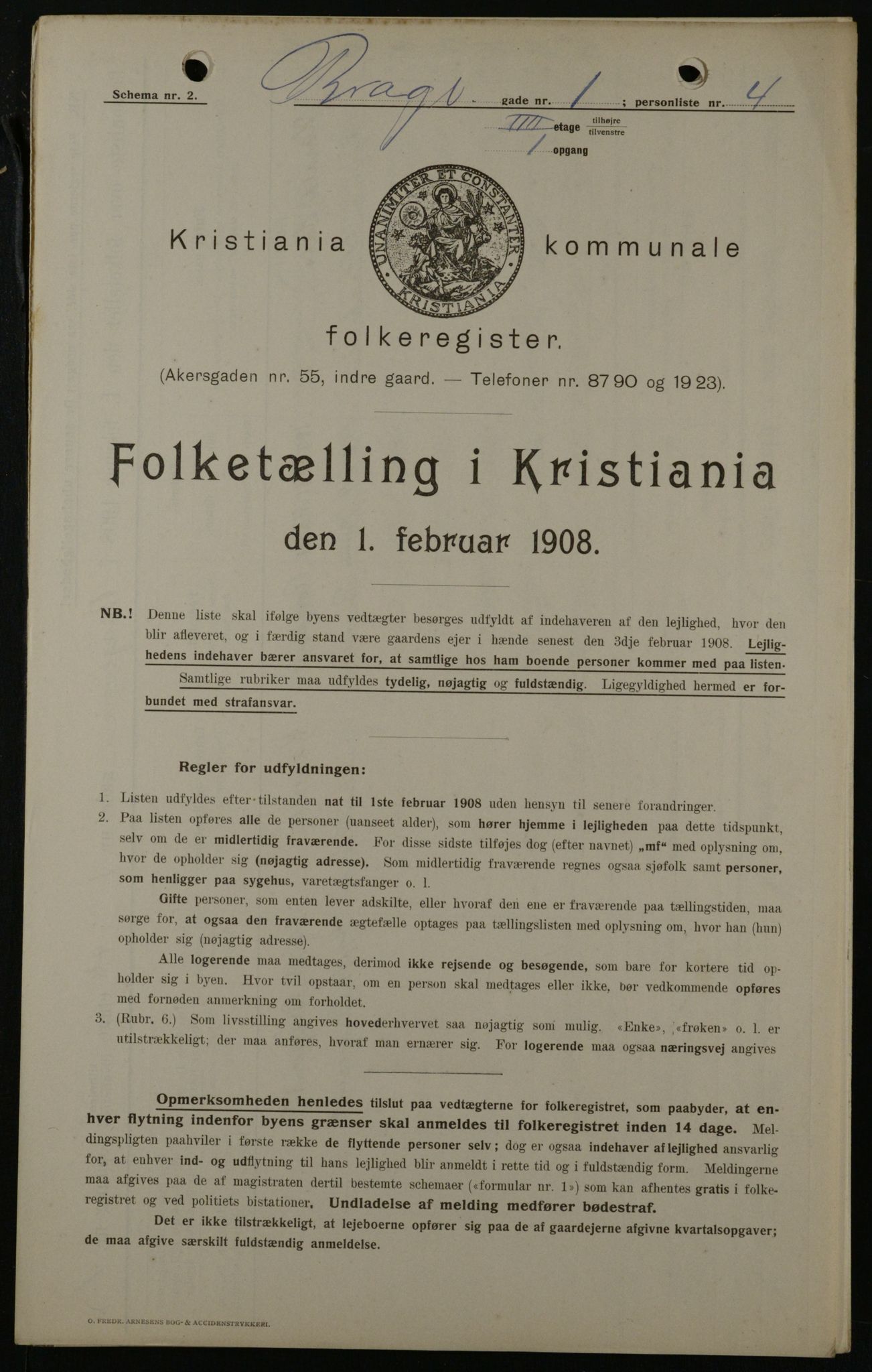 OBA, Municipal Census 1908 for Kristiania, 1908, p. 7820