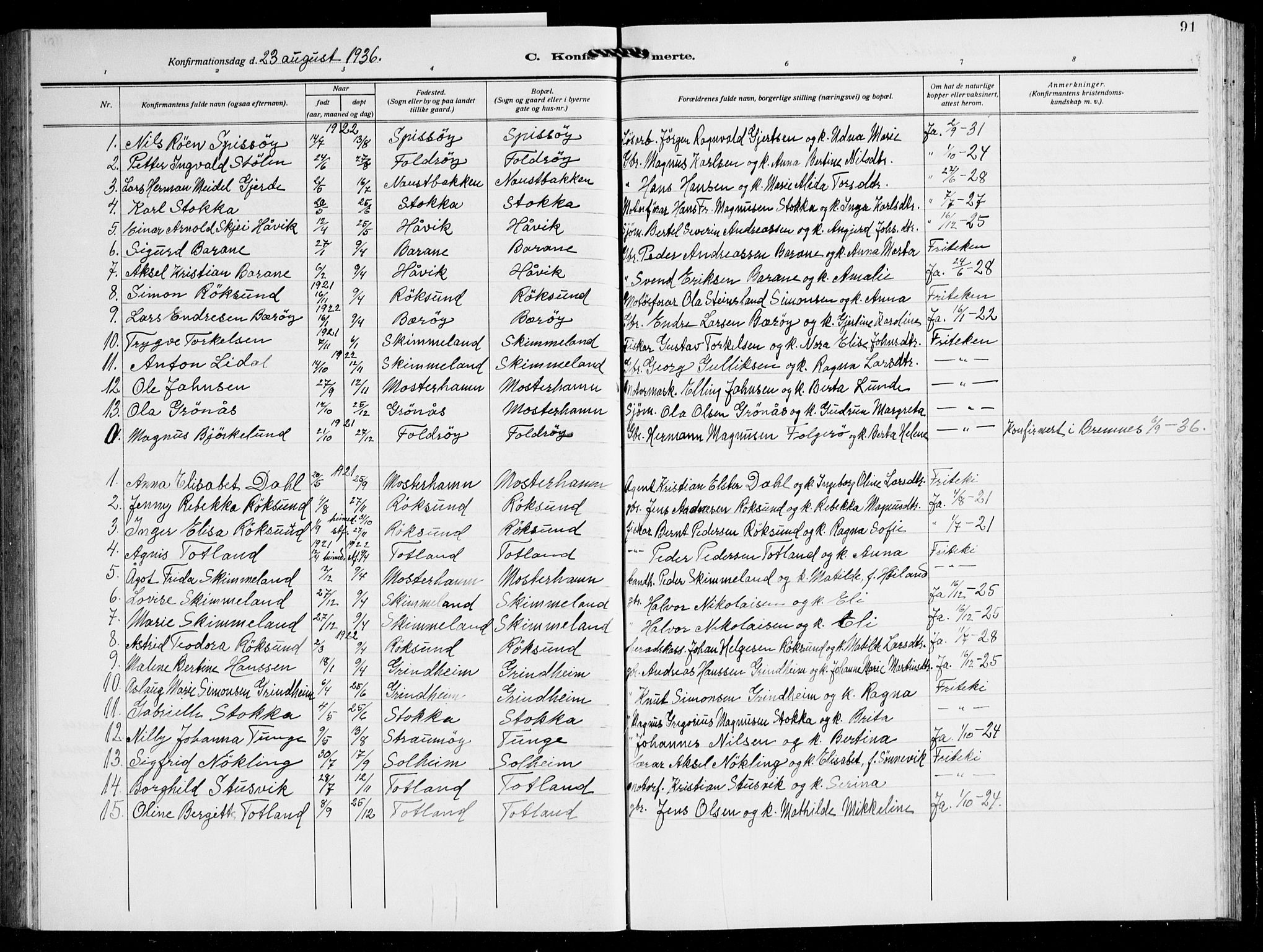 Finnås sokneprestembete, AV/SAB-A-99925/H/Ha/Hab/Haba/L0005: Parish register (copy) no. A 5, 1924-1945, p. 91