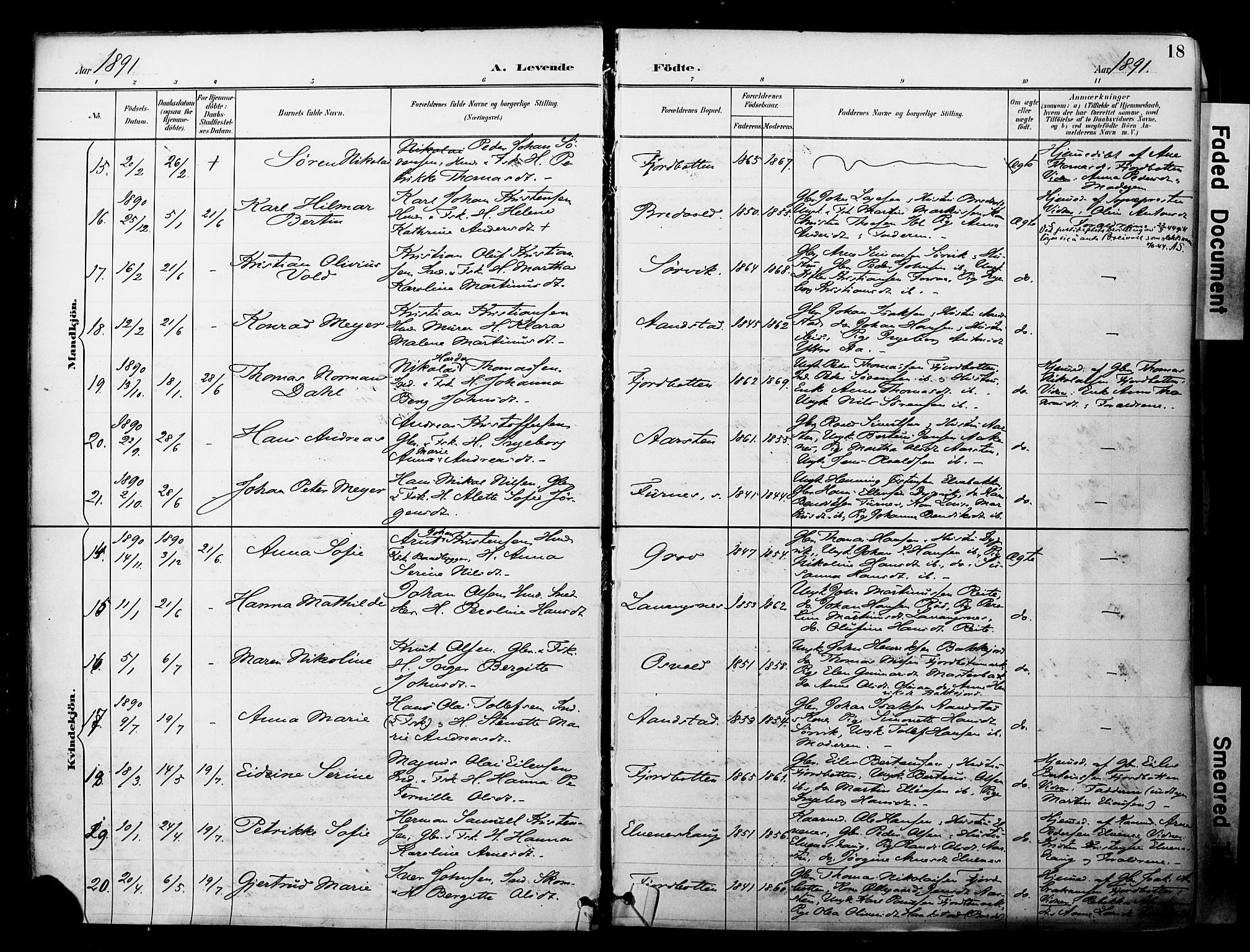 Ibestad sokneprestembete, SATØ/S-0077/H/Ha/Haa/L0012kirke: Parish register (official) no. 12, 1890-1900, p. 18