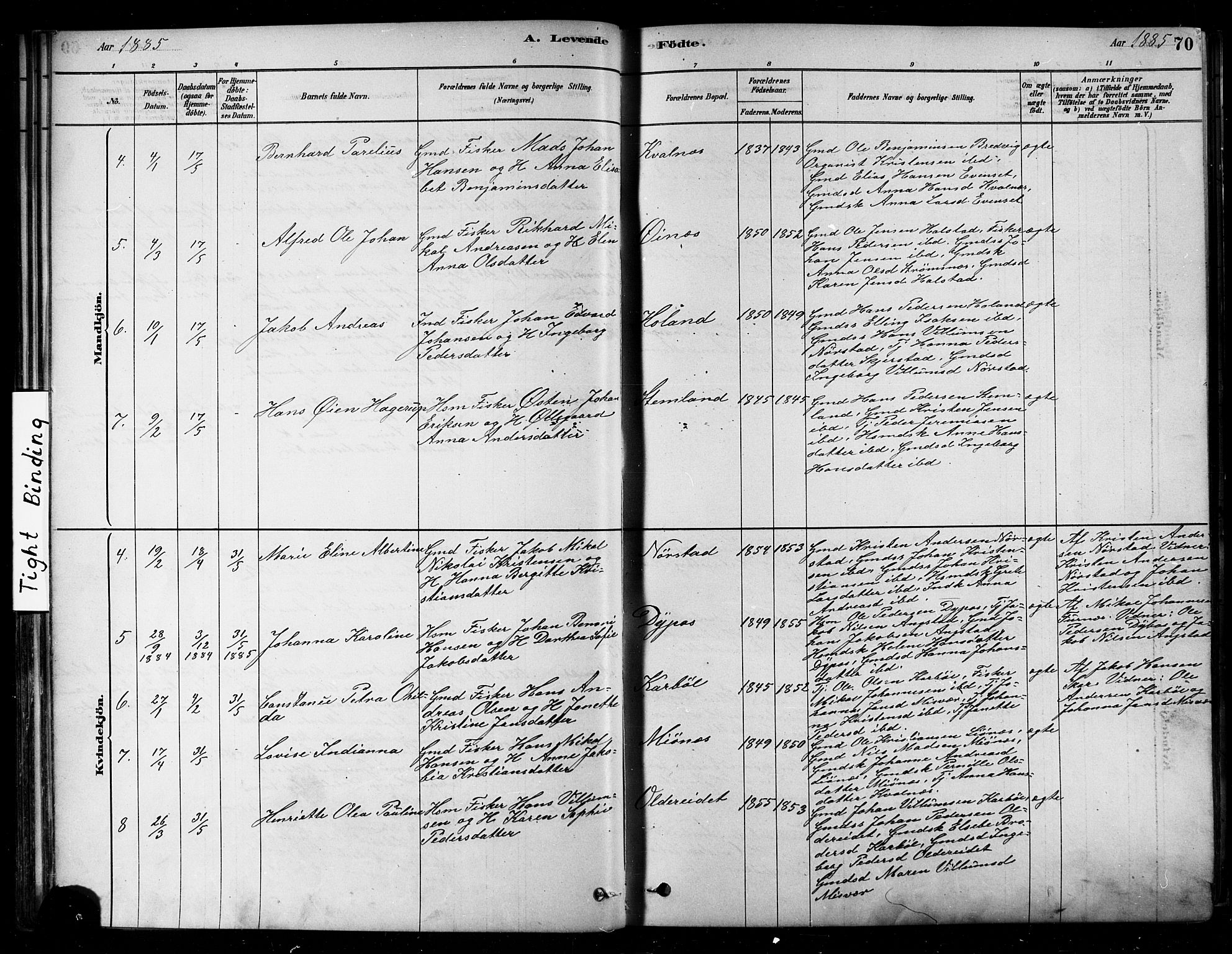 Ministerialprotokoller, klokkerbøker og fødselsregistre - Nordland, AV/SAT-A-1459/852/L0740: Parish register (official) no. 852A10, 1878-1894, p. 70