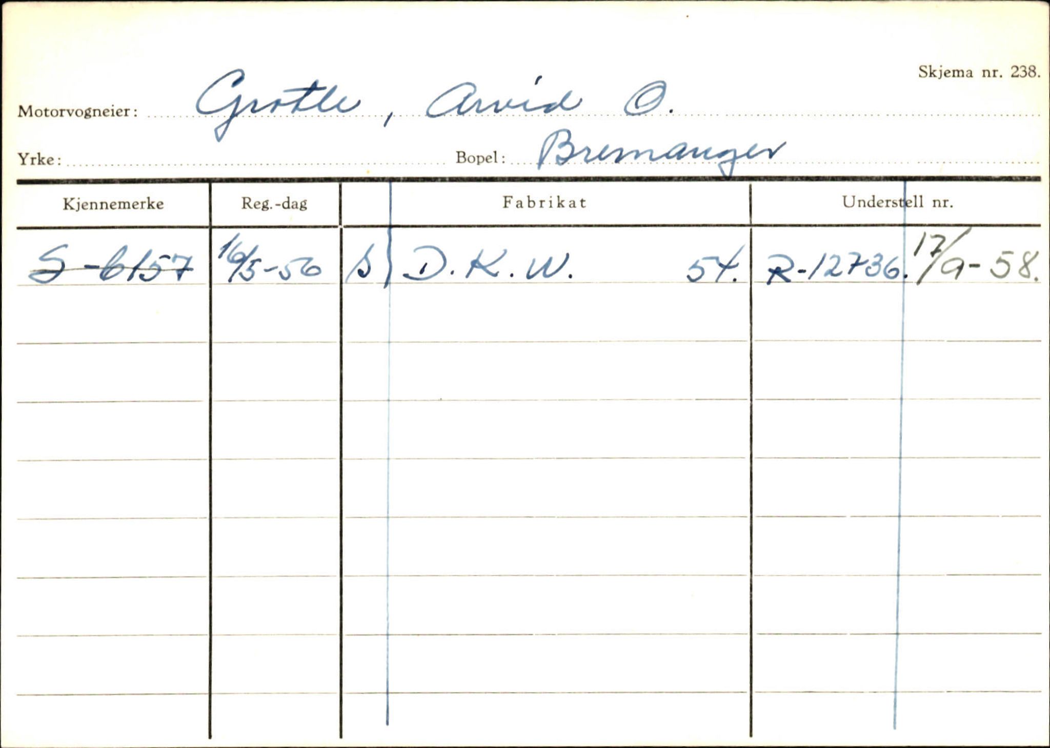 Statens vegvesen, Sogn og Fjordane vegkontor, AV/SAB-A-5301/4/F/L0133: Eigarregister Bremanger A-Å. Gaular A-H, 1945-1975, p. 561