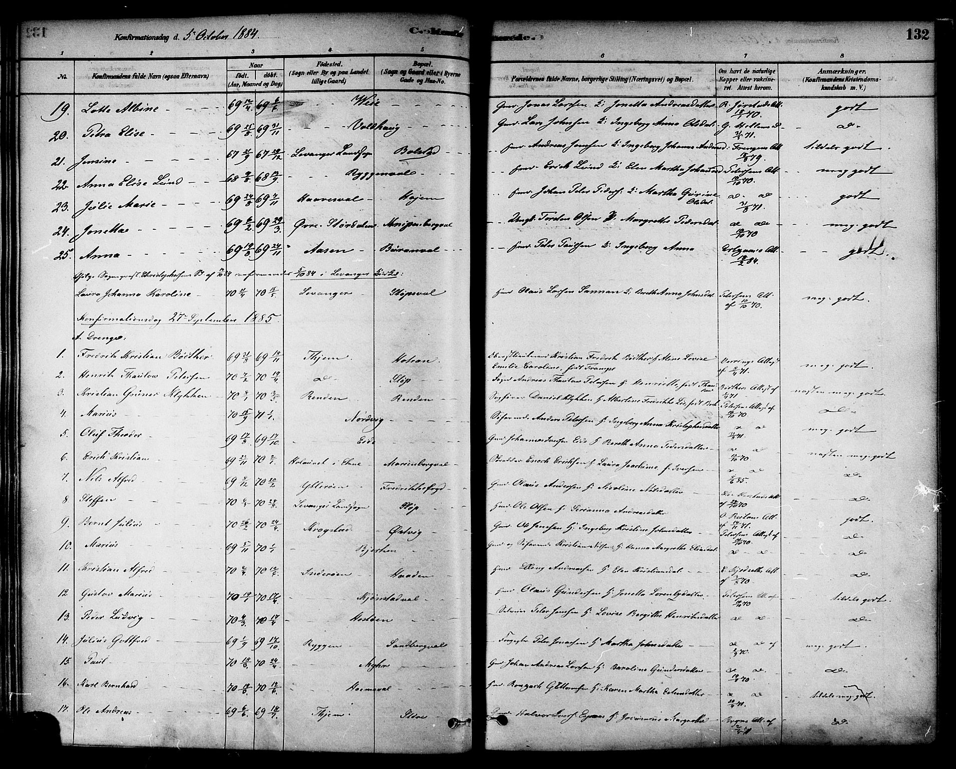 Ministerialprotokoller, klokkerbøker og fødselsregistre - Nord-Trøndelag, SAT/A-1458/717/L0159: Parish register (official) no. 717A09, 1878-1898, p. 132