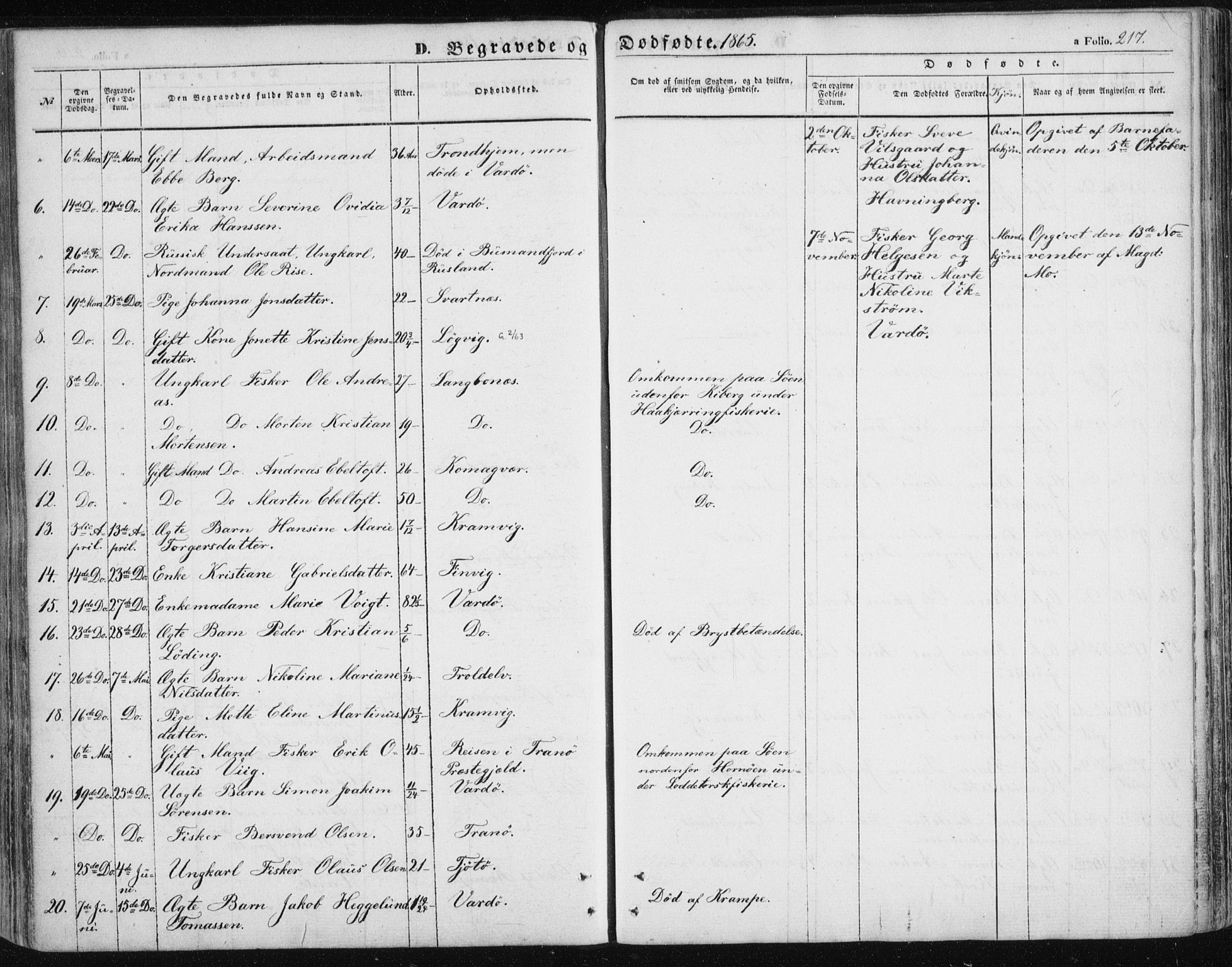Vardø sokneprestkontor, SATØ/S-1332/H/Ha/L0004kirke: Parish register (official) no. 4, 1862-1871, p. 217