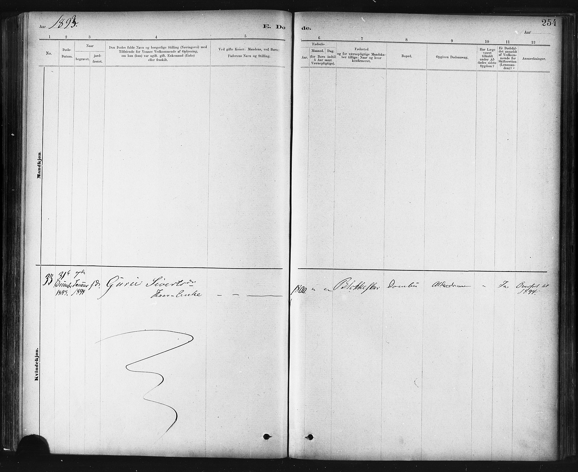 Ministerialprotokoller, klokkerbøker og fødselsregistre - Sør-Trøndelag, AV/SAT-A-1456/672/L0857: Parish register (official) no. 672A09, 1882-1893, p. 254