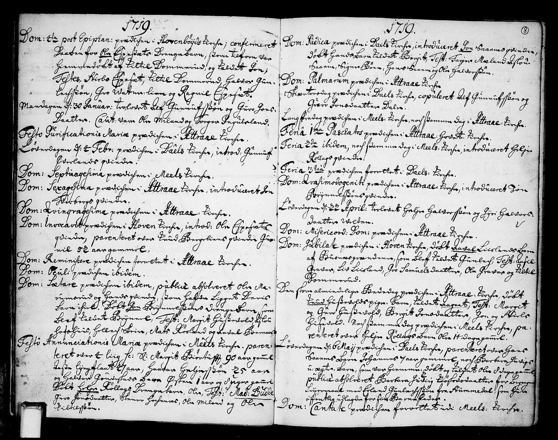 Tinn kirkebøker, SAKO/A-308/F/Fa/L0001: Parish register (official) no. I 1, 1717-1734, p. 8