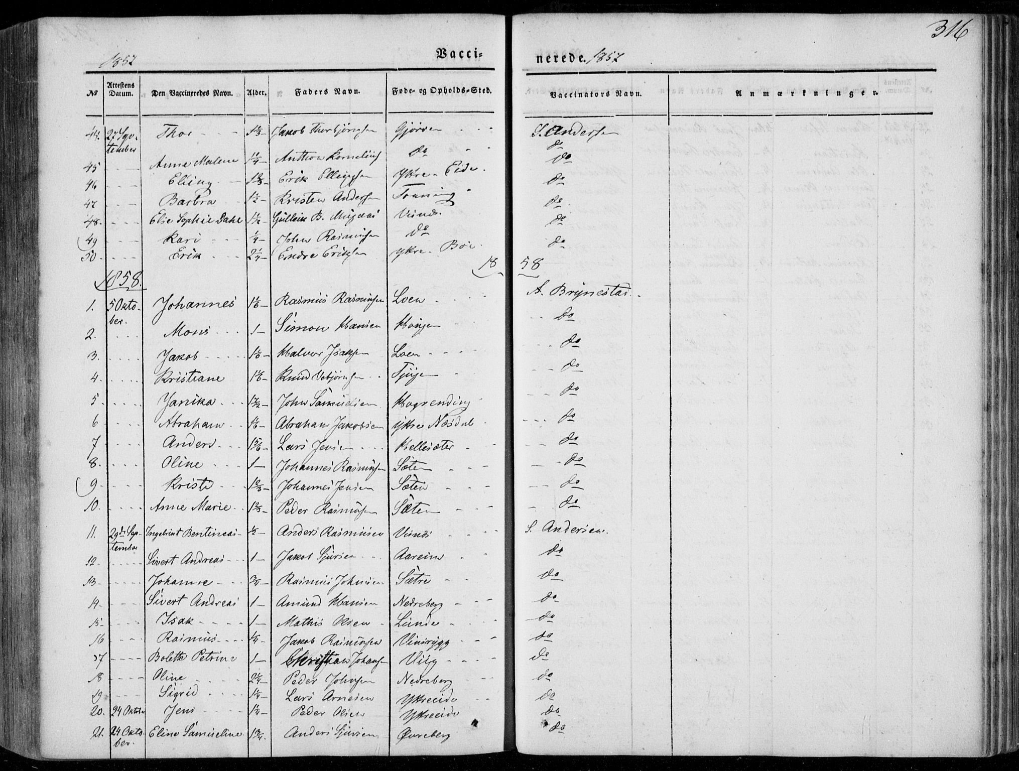 Stryn Sokneprestembete, AV/SAB-A-82501: Parish register (official) no. A 2, 1844-1861, p. 316