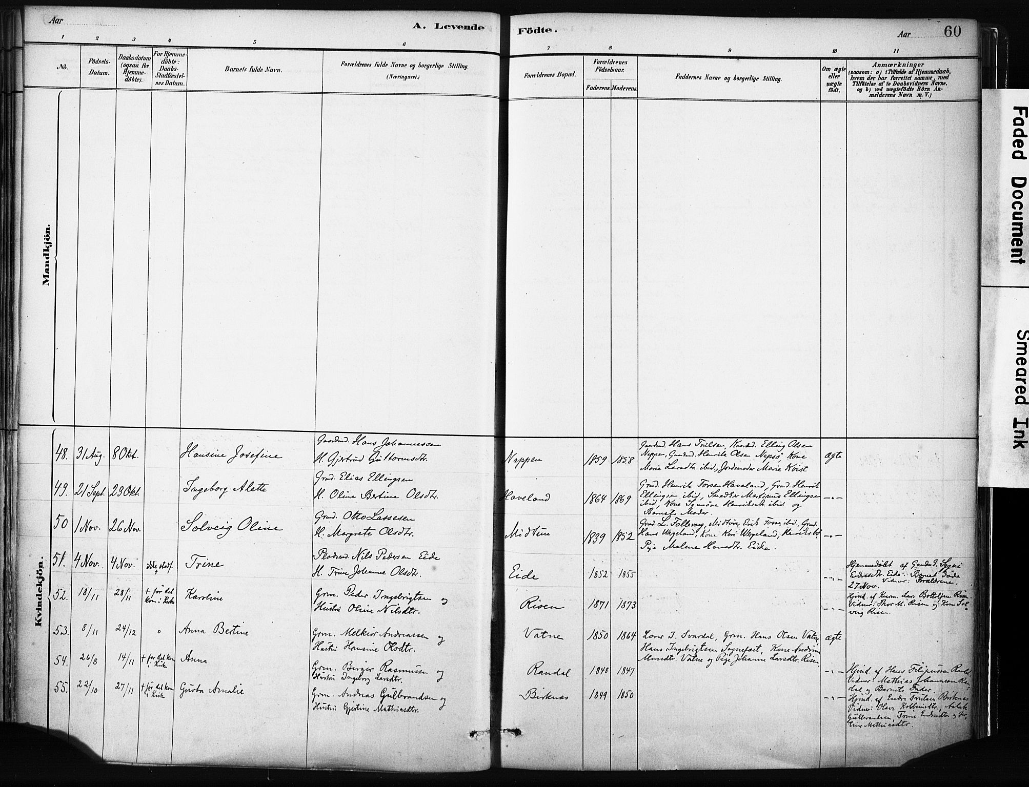 Gulen sokneprestembete, AV/SAB-A-80201/H/Haa/Haab/L0001: Parish register (official) no. B 1, 1881-1905, p. 60