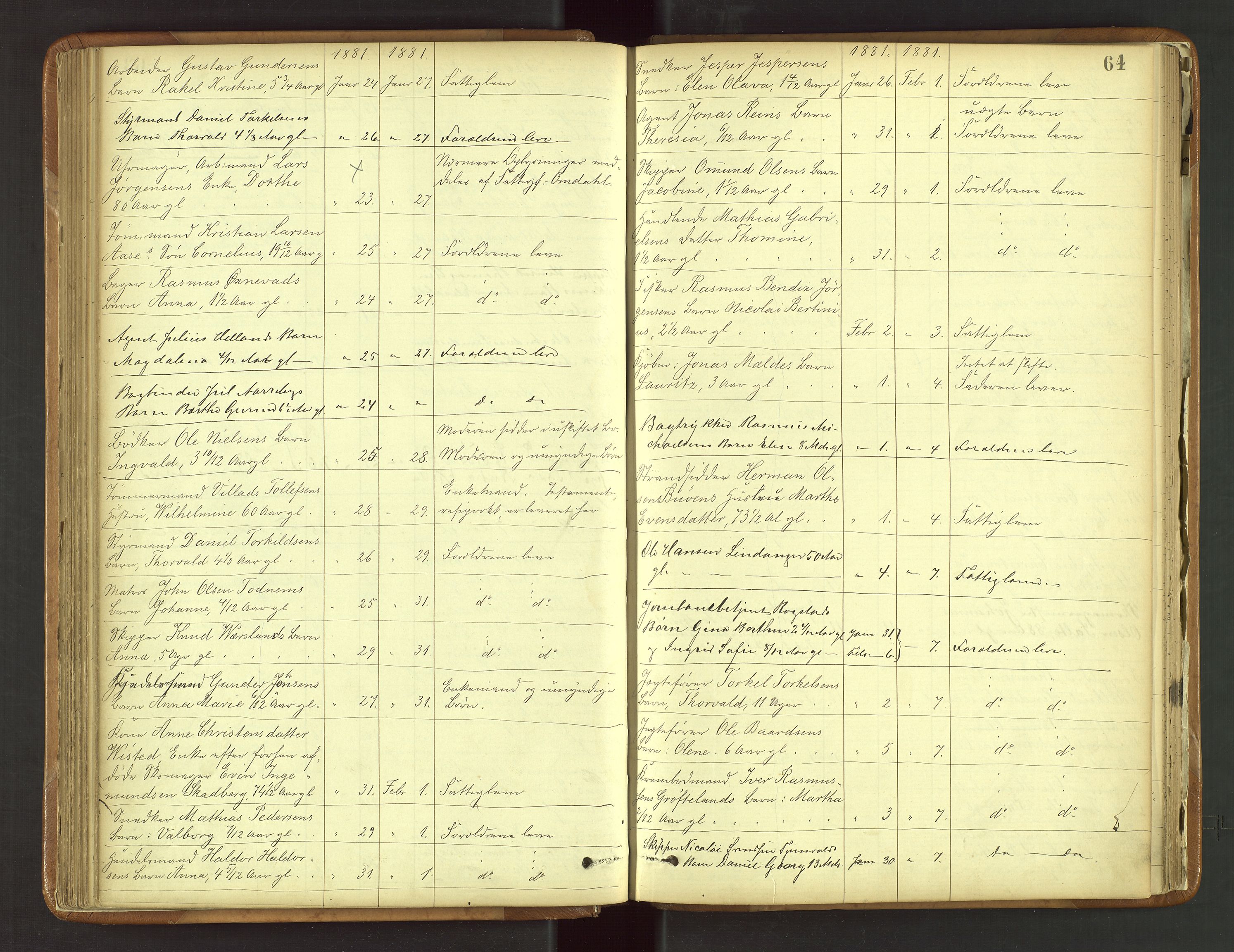 Stavanger byfogd, AV/SAST-A-101408/001/5/52/52B/L0003: Liste over anmeldte dødsfall, 1877-1885, p. 64