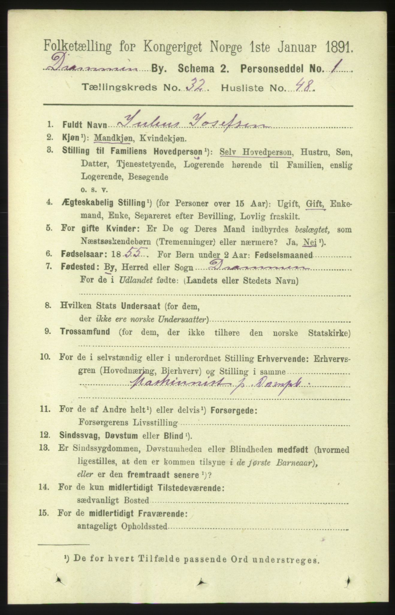 RA, 1891 census for 0602 Drammen, 1891, p. 19952