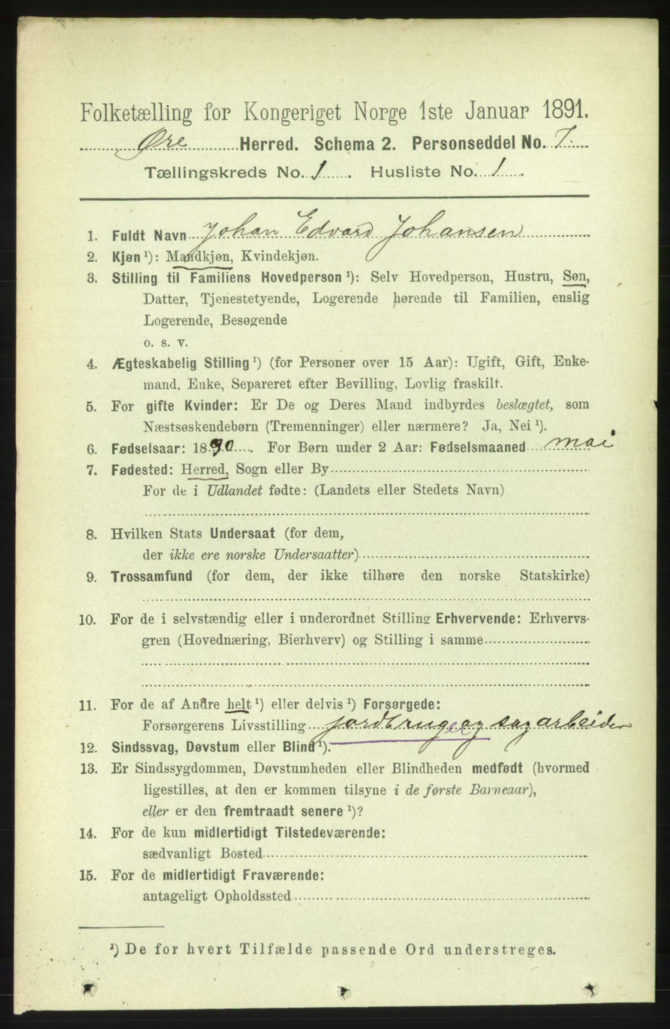 RA, 1891 census for 1558 Øre, 1891, p. 74