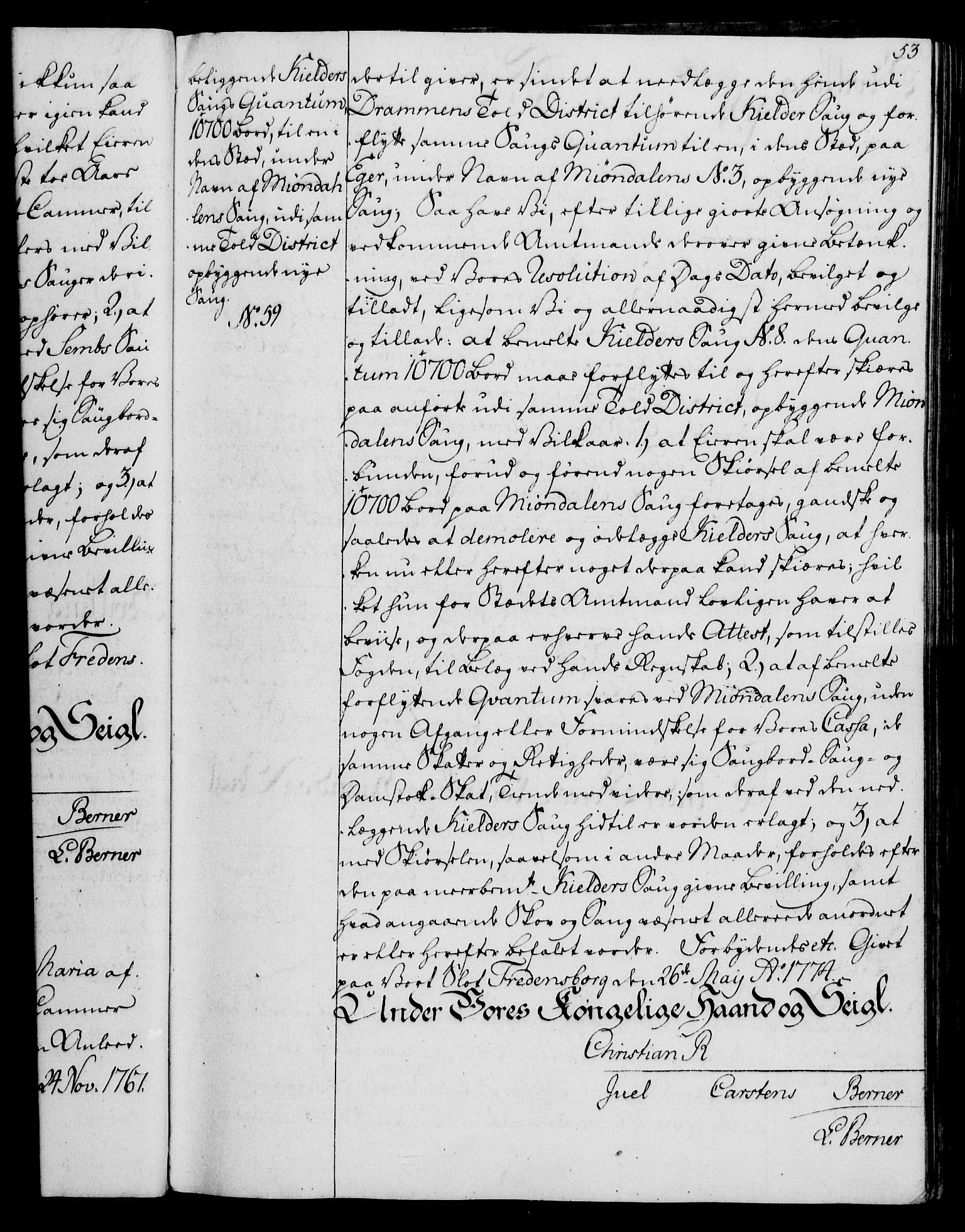 Rentekammeret, Kammerkanselliet, AV/RA-EA-3111/G/Gg/Gga/L0010: Norsk ekspedisjonsprotokoll med register (merket RK 53.10), 1773-1778, p. 53