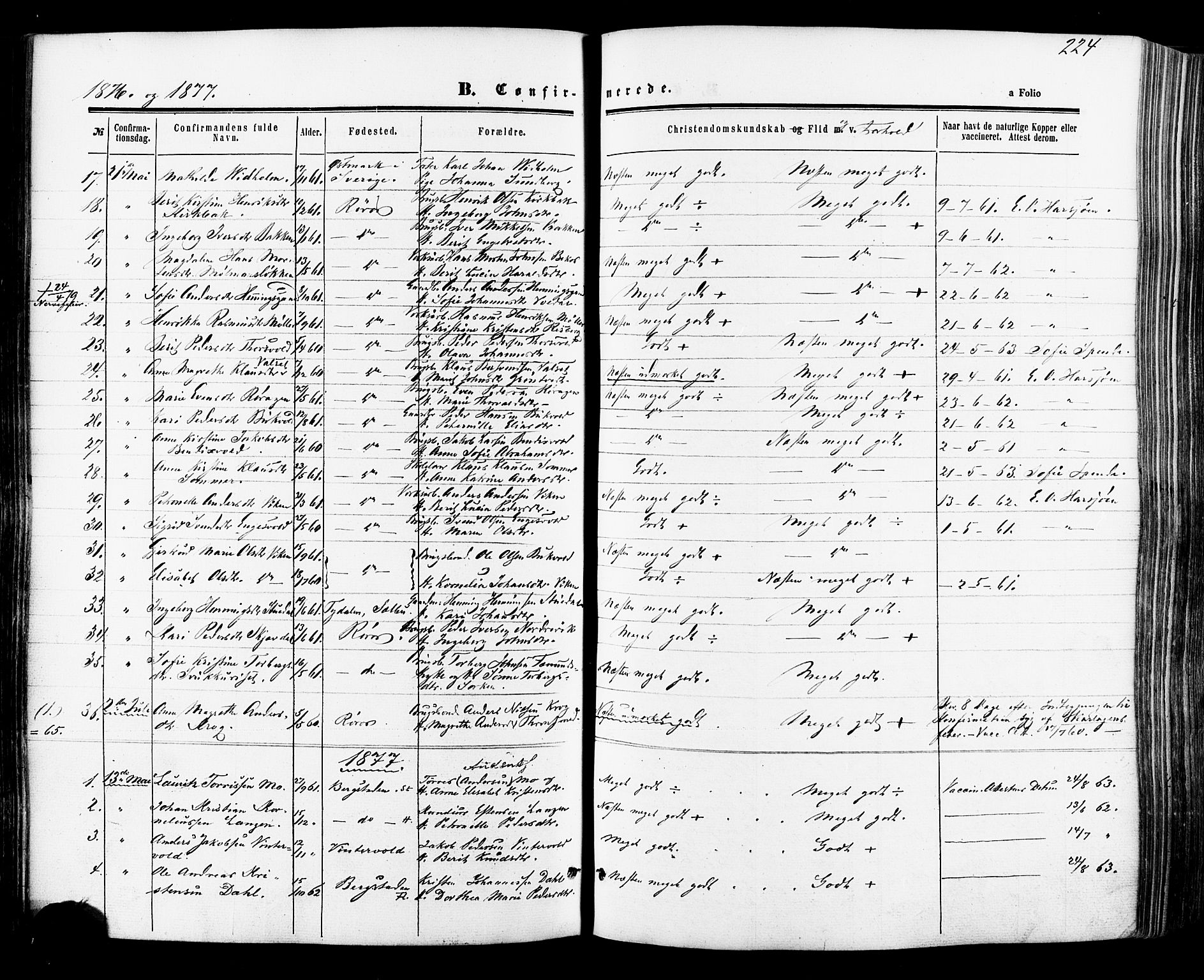 Ministerialprotokoller, klokkerbøker og fødselsregistre - Sør-Trøndelag, SAT/A-1456/681/L0932: Parish register (official) no. 681A10, 1860-1878, p. 224