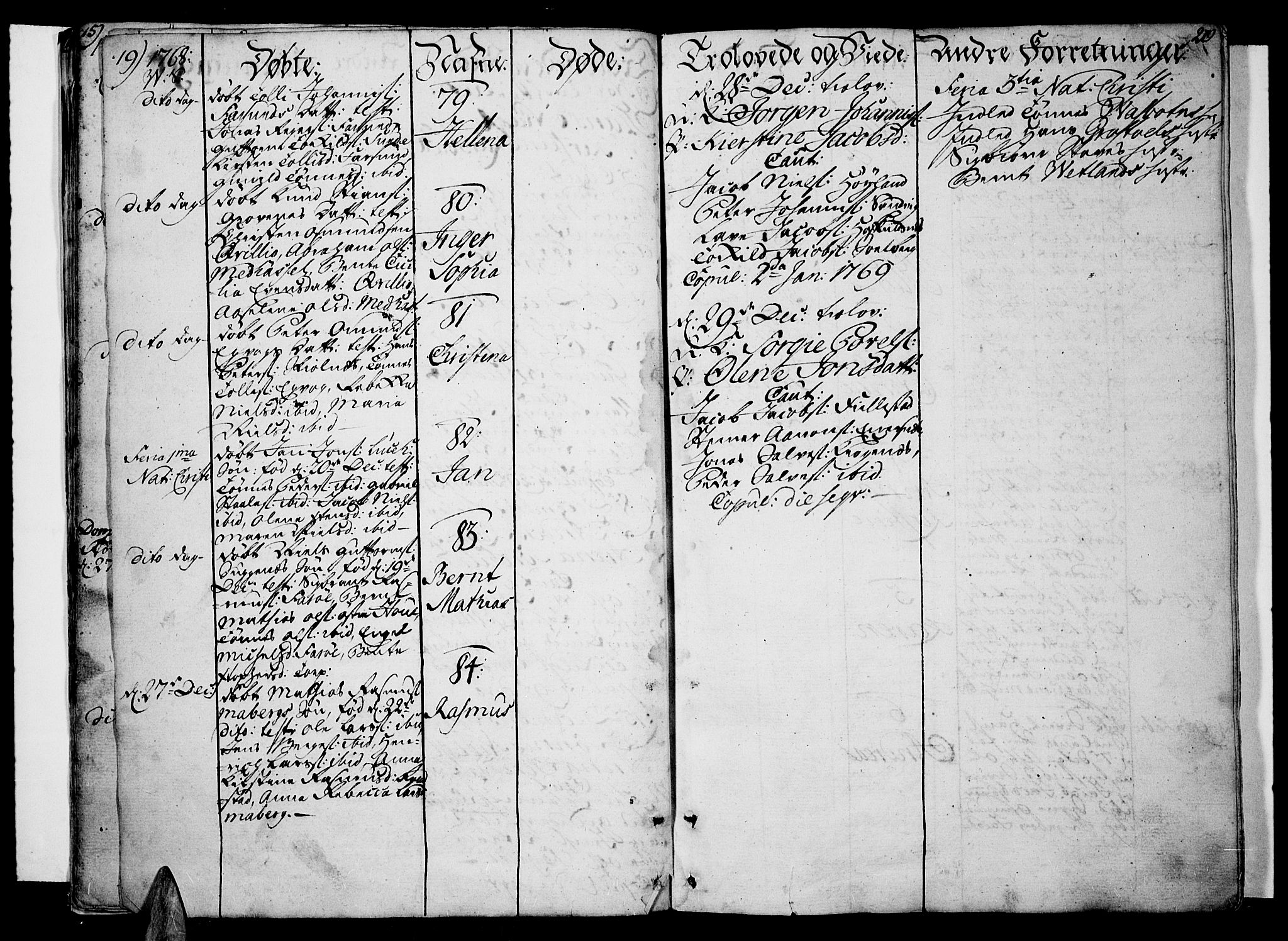 Lista sokneprestkontor, SAK/1111-0027/F/Fa/L0004: Parish register (official) no. A 4, 1768-1794, p. 19-20