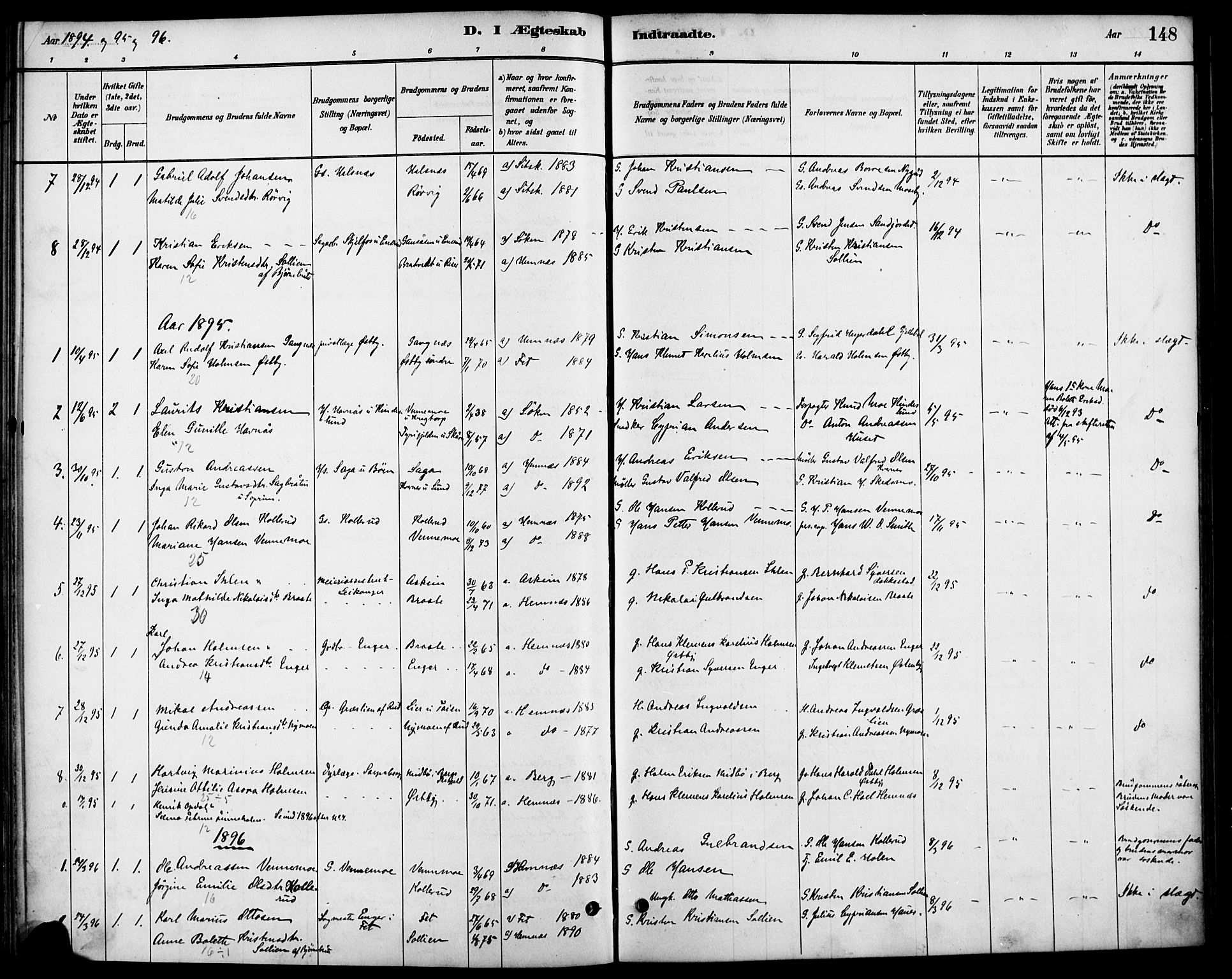 Høland prestekontor Kirkebøker, AV/SAO-A-10346a/F/Fb/L0001: Parish register (official) no. II 1, 1880-1897, p. 148