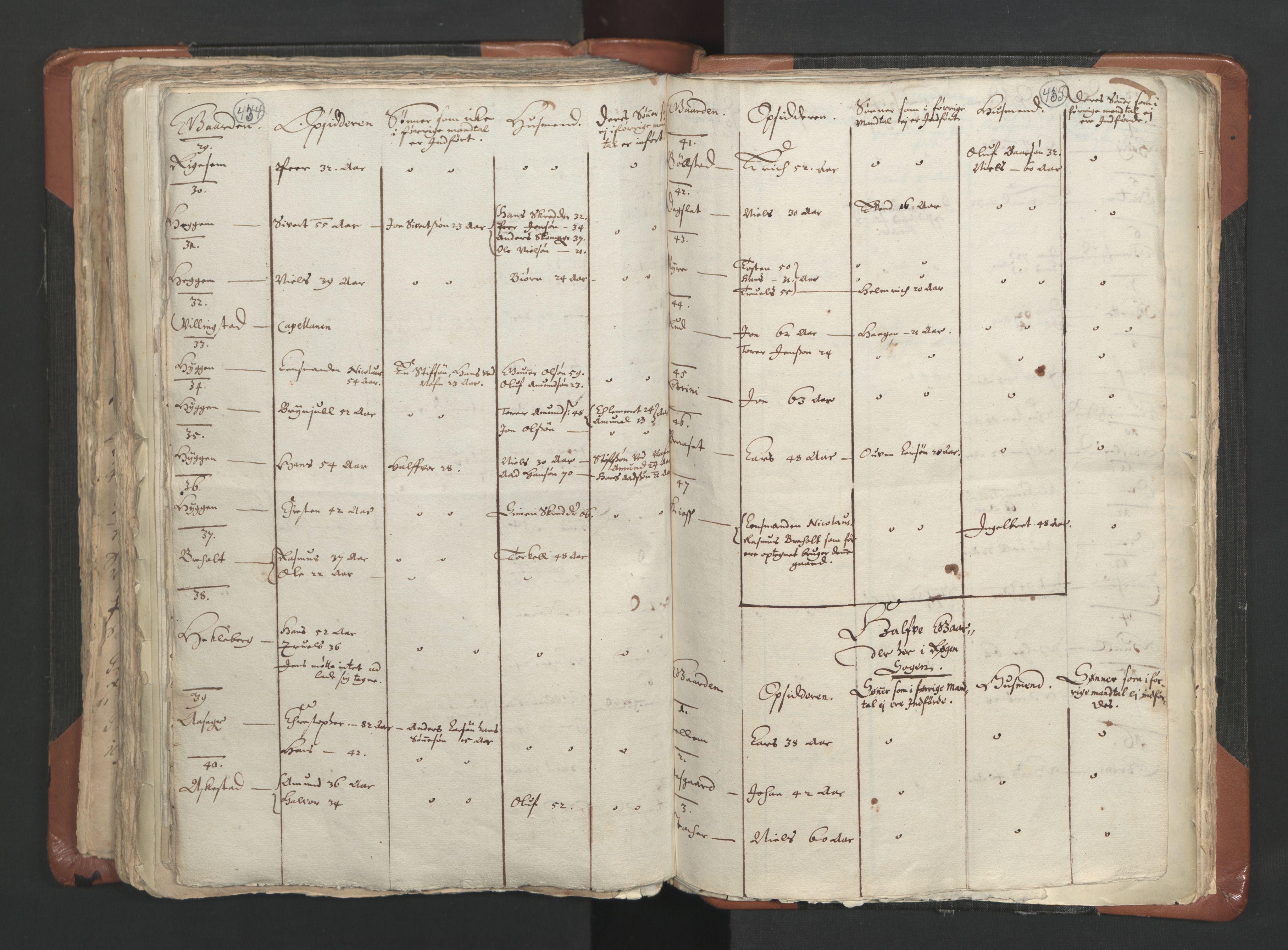 RA, Vicar's Census 1664-1666, no. 9: Bragernes deanery, 1664-1666, p. 434-435