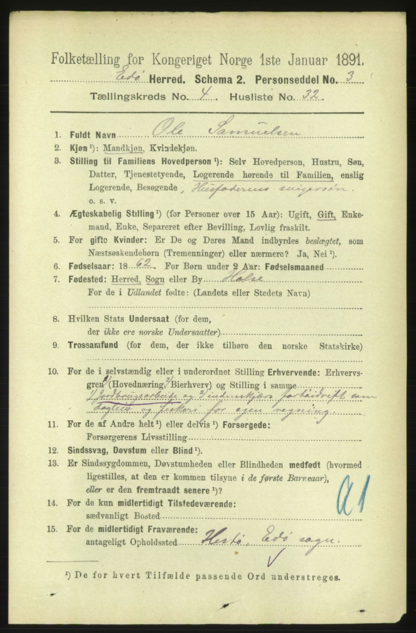 RA, 1891 census for 1573 Edøy, 1891, p. 1169