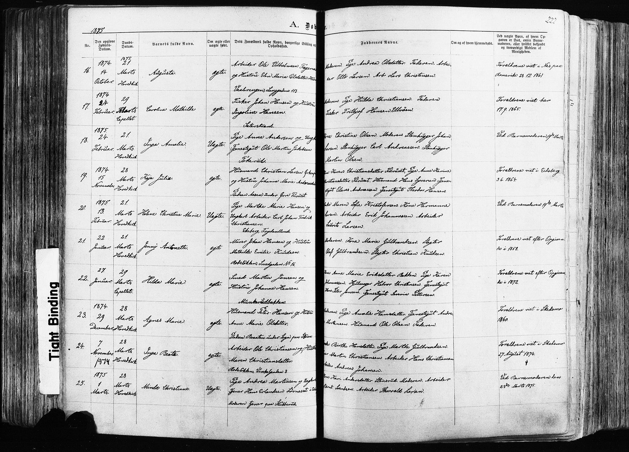 Østre Aker prestekontor Kirkebøker, AV/SAO-A-10840/F/Fa/L0003: Parish register (official) no. I 3, 1869-1875, p. 222