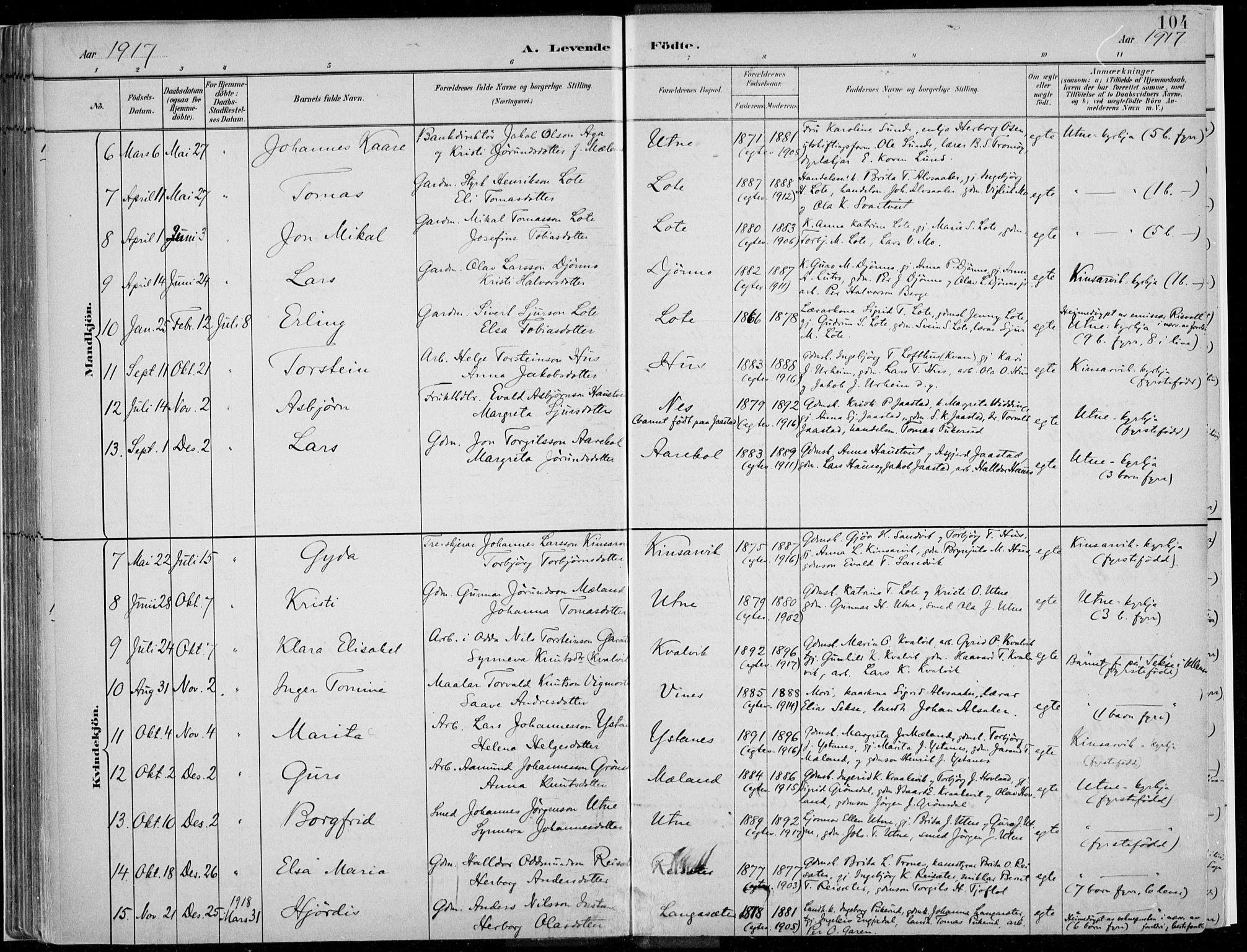 Ullensvang sokneprestembete, SAB/A-78701/H/Haa: Parish register (official) no. E  1, 1882-1921, p. 104