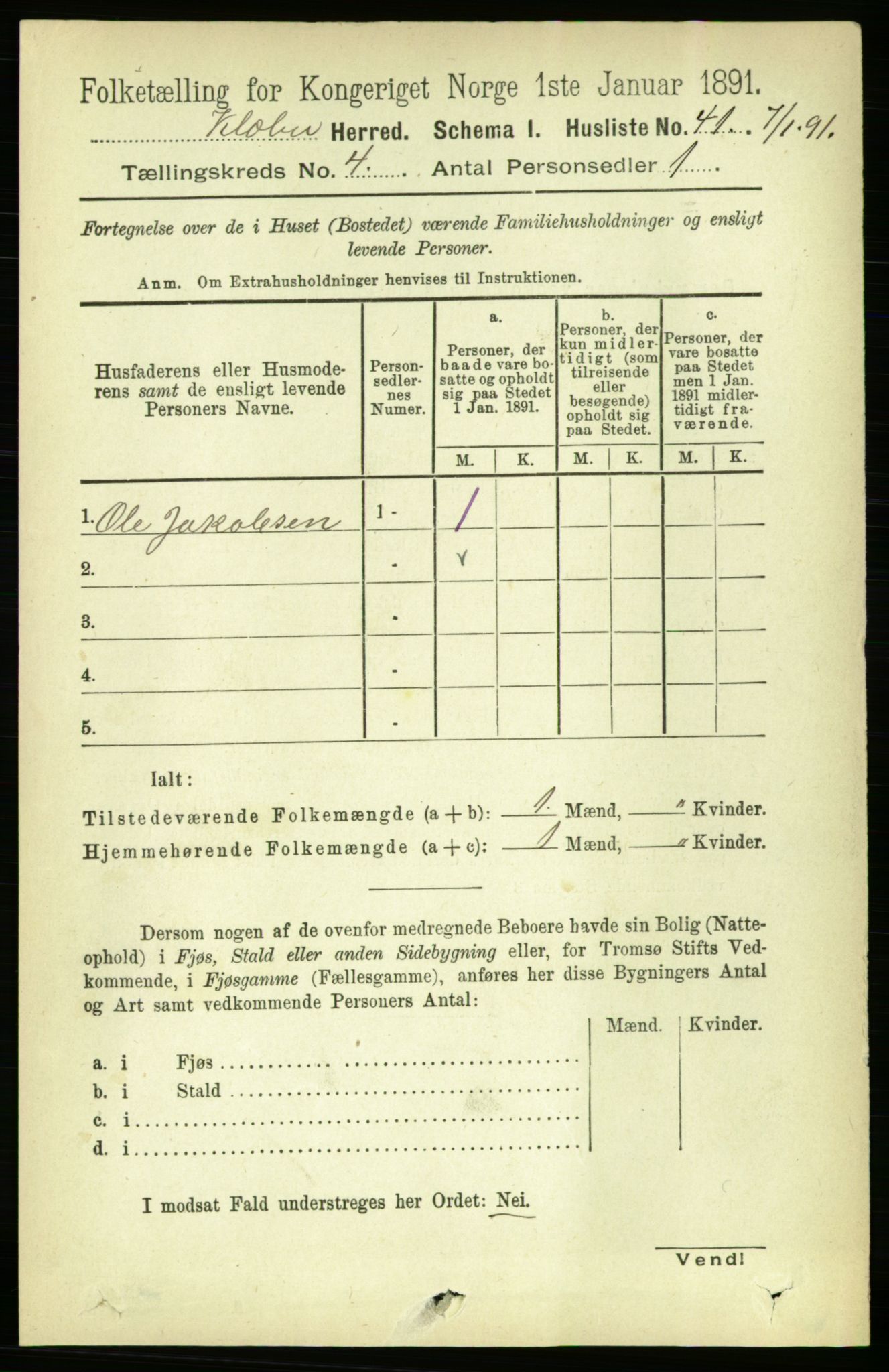 RA, 1891 census for 1662 Klæbu, 1891, p. 734