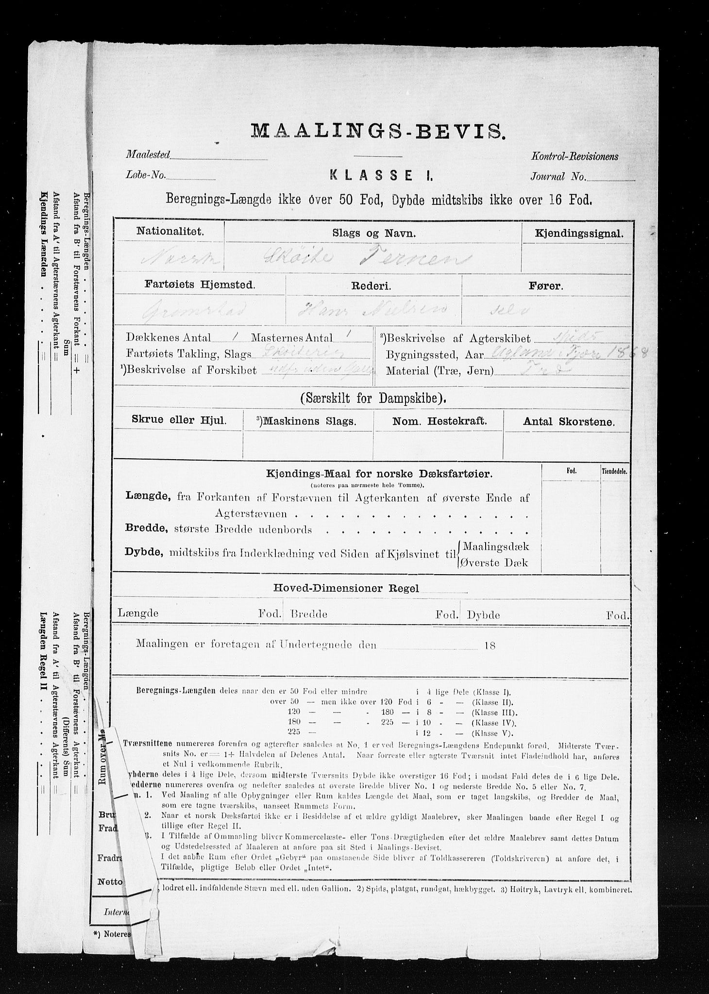 Grimstad tollsted, AV/SAK-1351-0006/H/Ha/L0207: Innleverte målebrev, 1861-1958, p. 3