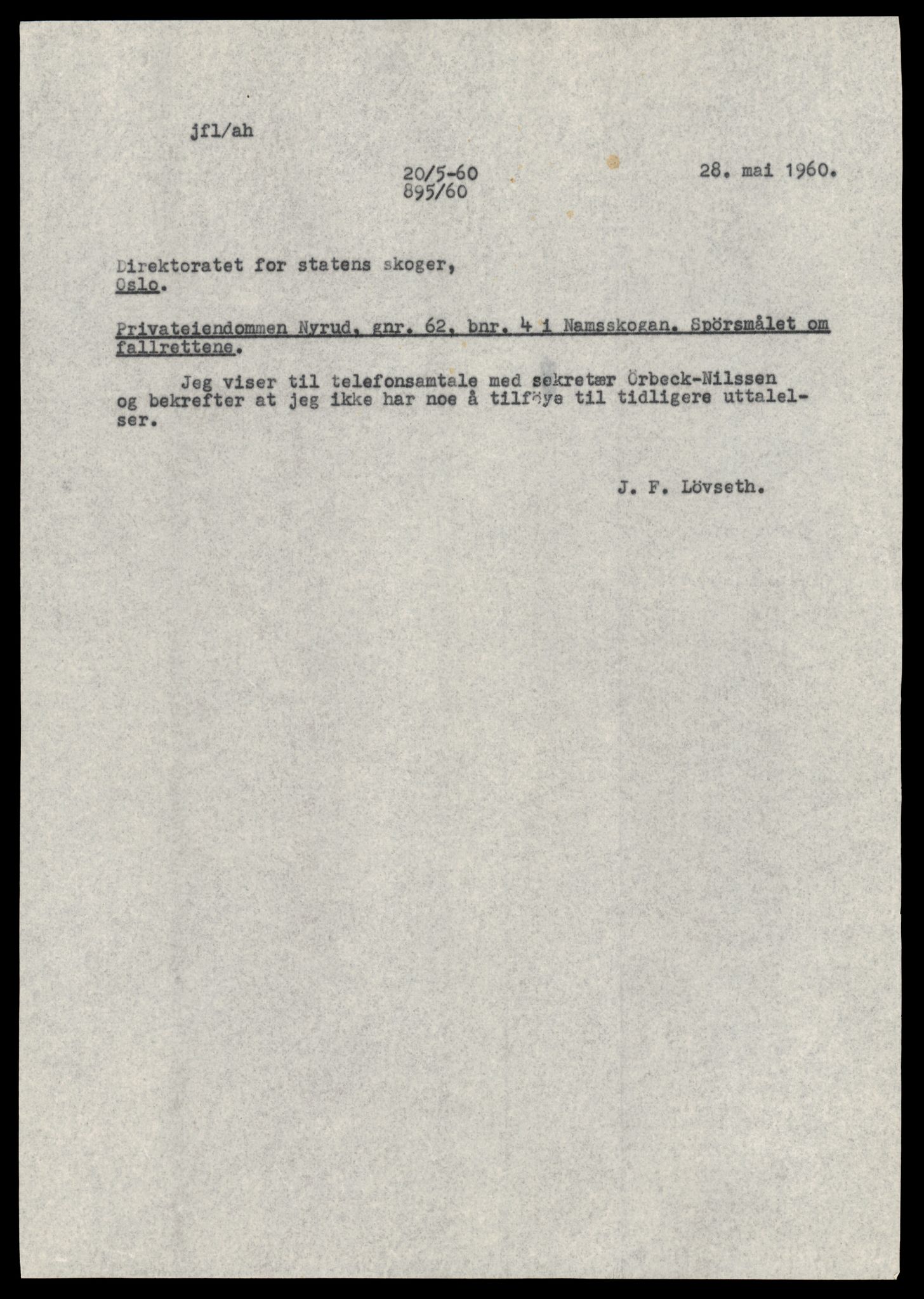 Statskog Trøndelag / Møre, AV/SAT-A-4532/1/D/Da/L0336/0007: Sakarkiv / Vassdragsreguleringer m.m. - Kraftverkene Øvre Namsen, diverse (grunnerstatninger), 1957-1963, p. 39