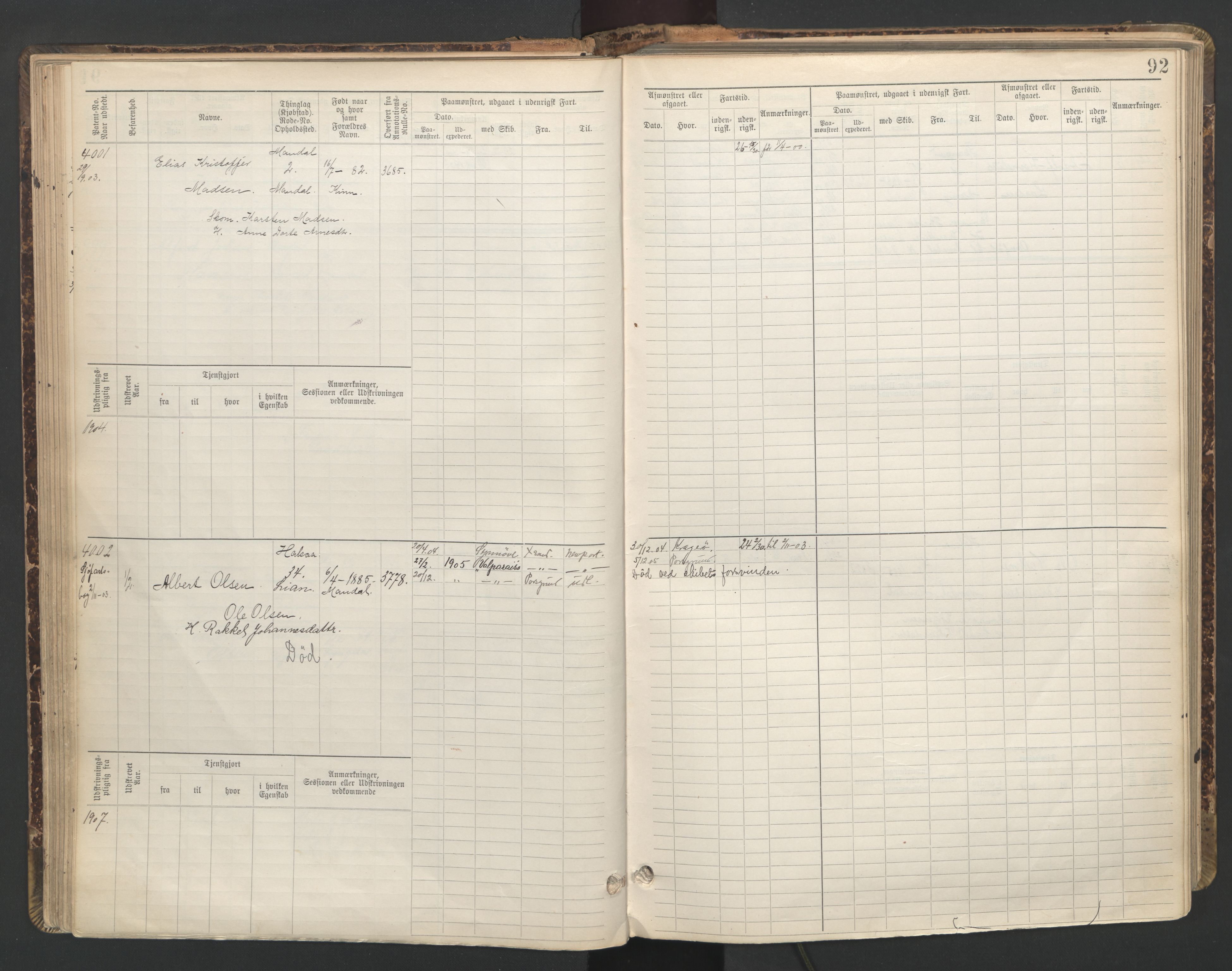 Mandal mønstringskrets, AV/SAK-2031-0016/F/Fb/L0016: Hovedrulle nr 3820-4582, Y-25, 1898-1948, p. 93