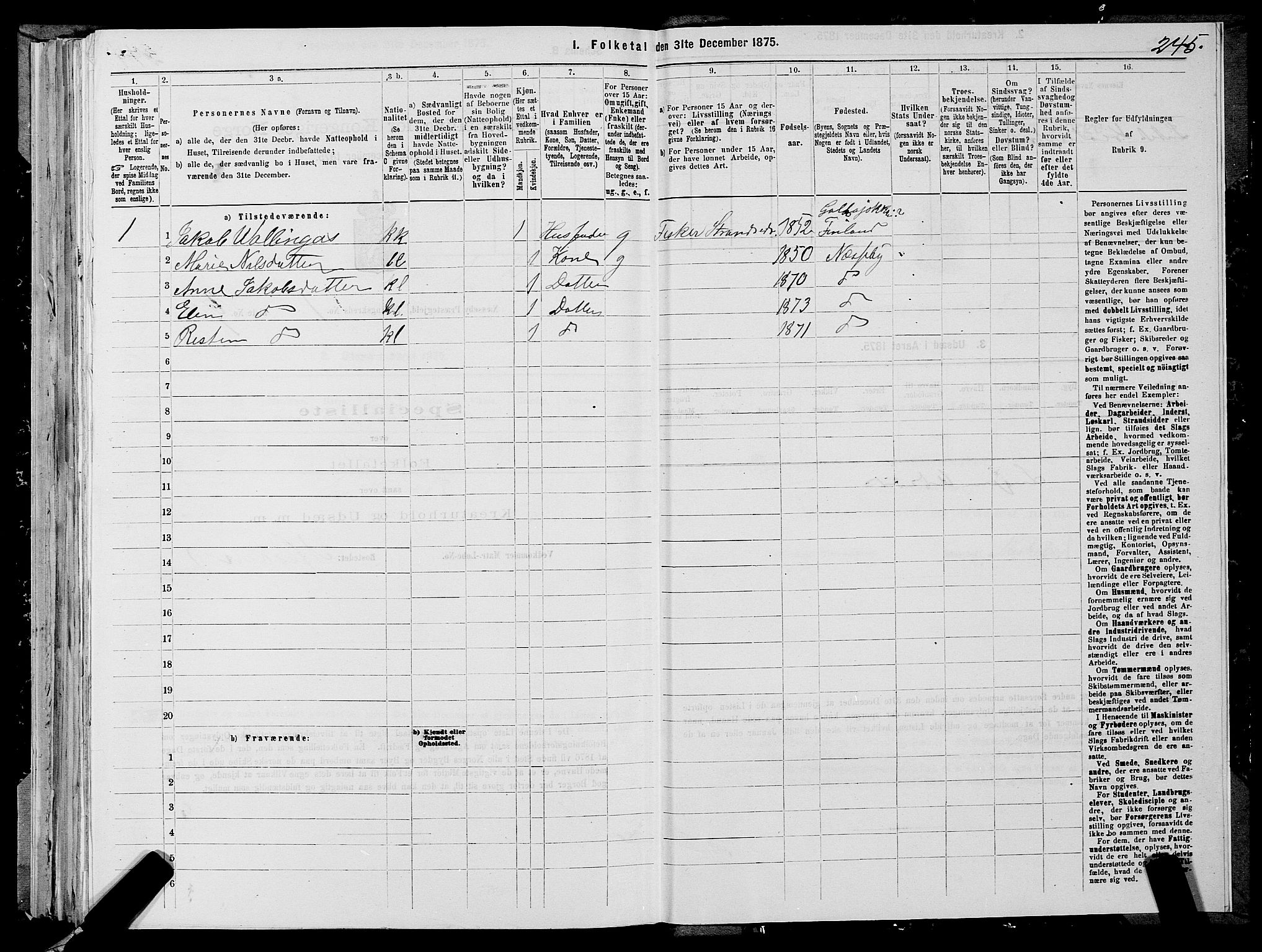 SATØ, 1875 census for 2027P Nesseby, 1875, p. 1245