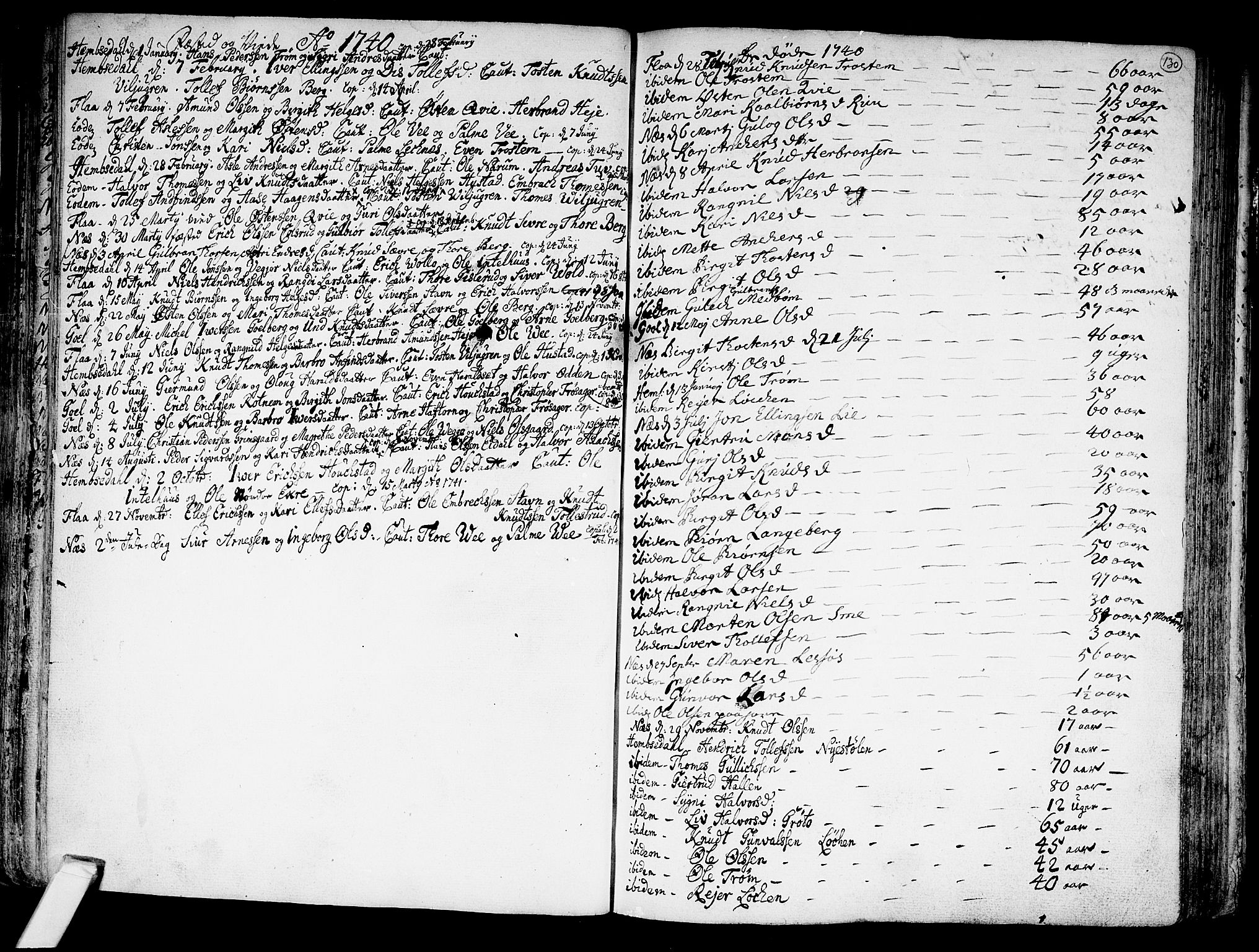 Nes kirkebøker, SAKO/A-236/F/Fa/L0002: Parish register (official) no. 2, 1707-1759, p. 130