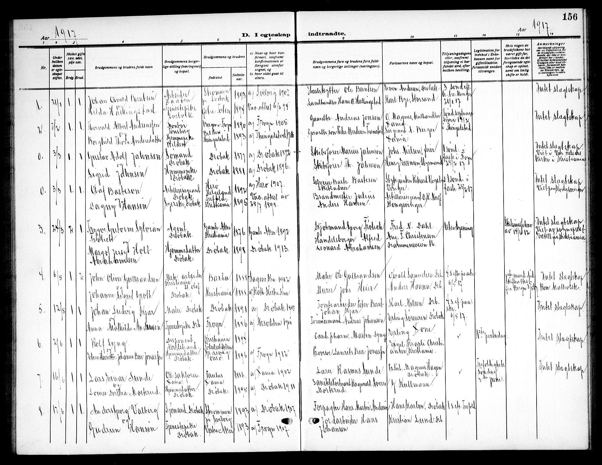 Drøbak prestekontor Kirkebøker, AV/SAO-A-10142a/G/Ga/L0002: Parish register (copy) no. I 2, 1917-1932, p. 156