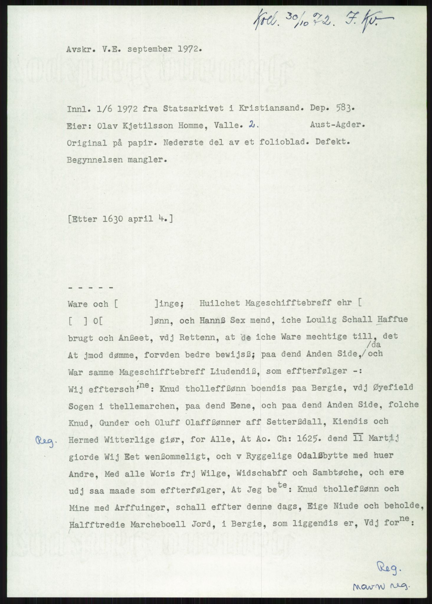 Samlinger til kildeutgivelse, Diplomavskriftsamlingen, AV/RA-EA-4053/H/Ha, p. 2471