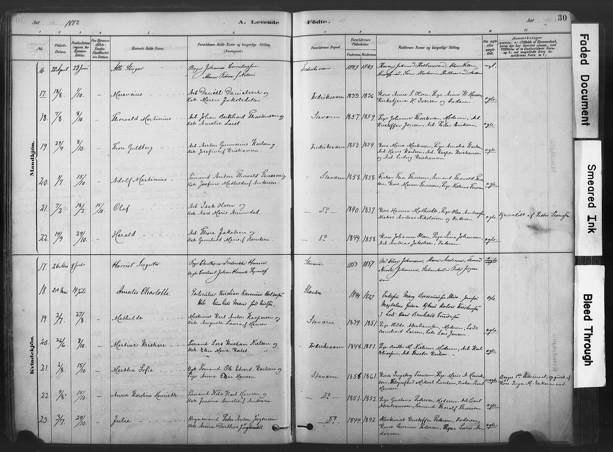 Stavern kirkebøker, SAKO/A-318/F/Fa/L0008: Parish register (official) no. 8, 1878-1905, p. 30